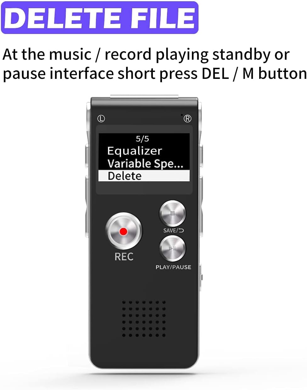 Thumbnail 4 de Fikyra 32GB digital voice recorder โ 30h battery ๐