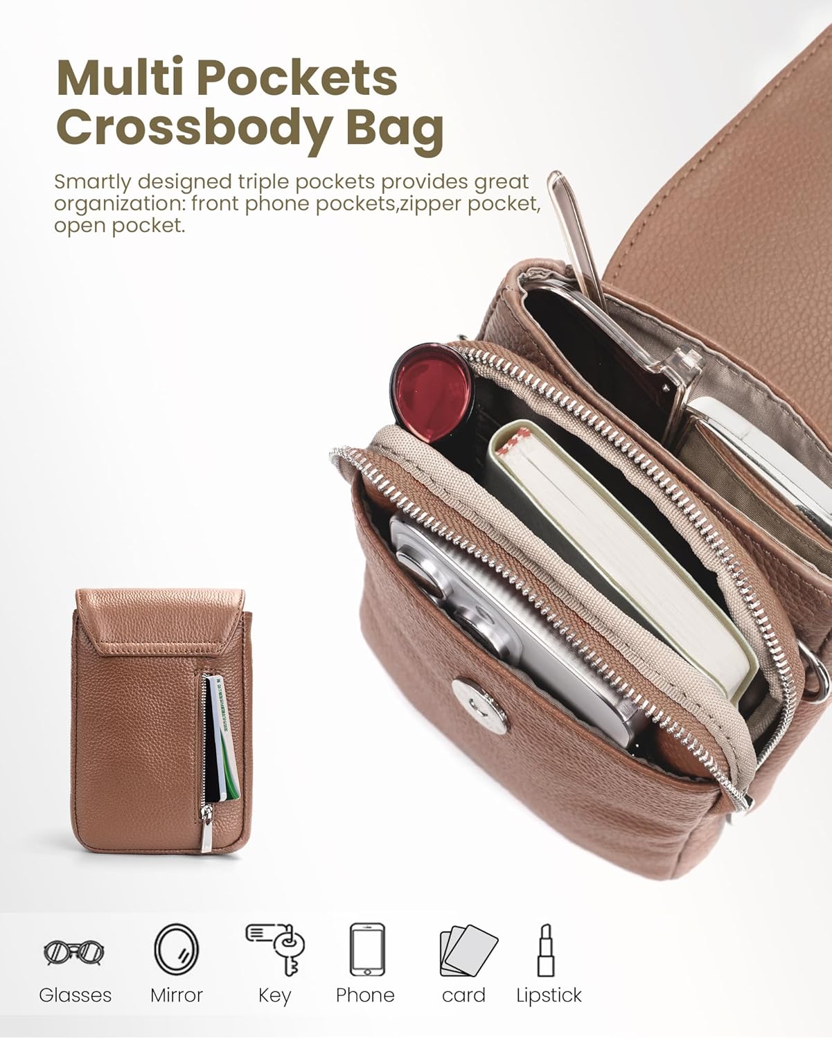 Thumbnail 3 de befen Genuine Leather Crossbody Bag for Women: Small RFID-Blocking Phone Bag