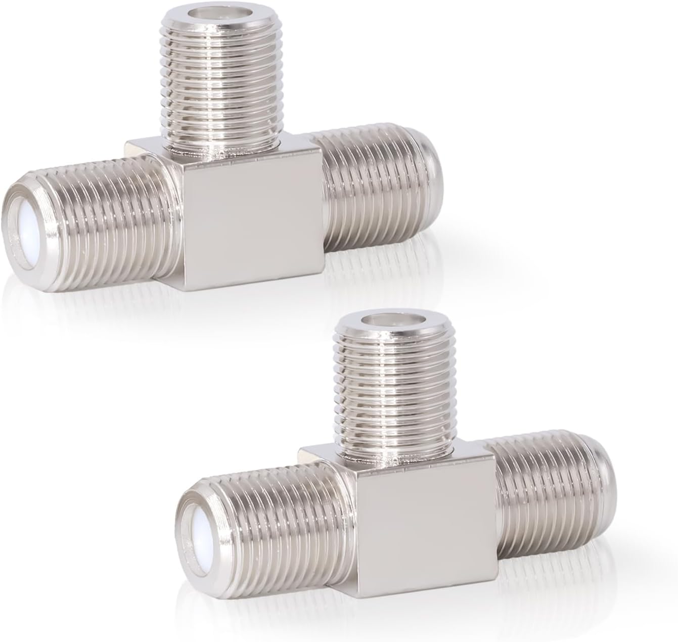 Elecbee 2-Pack F Connector SAT Splitter Coax Adapter (T-Type) for Satellite TV & Antenna Leads