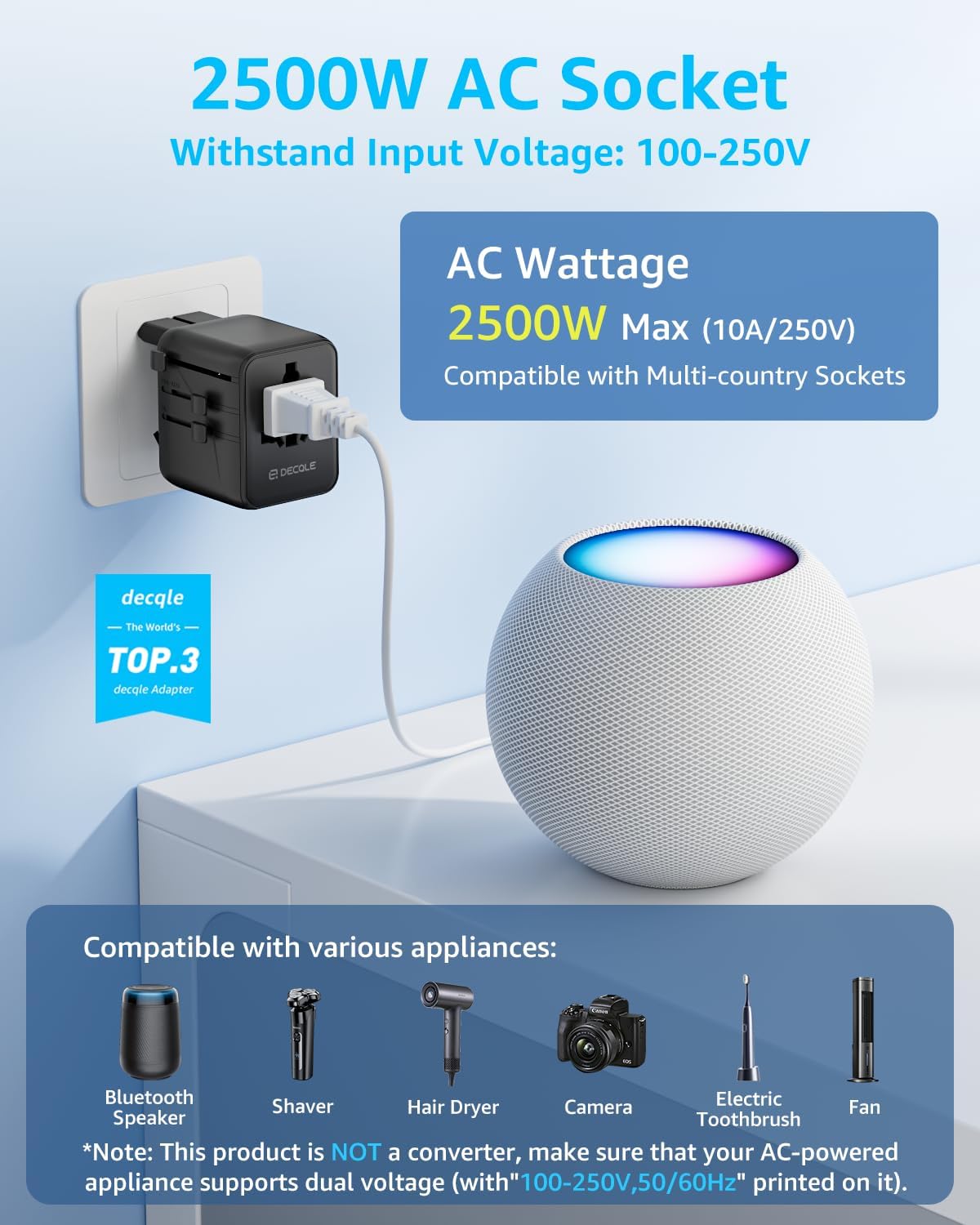 Thumbnail 1 de decqle Adaptador de Viaje Universal 🌎 con USB-C y USB-A
