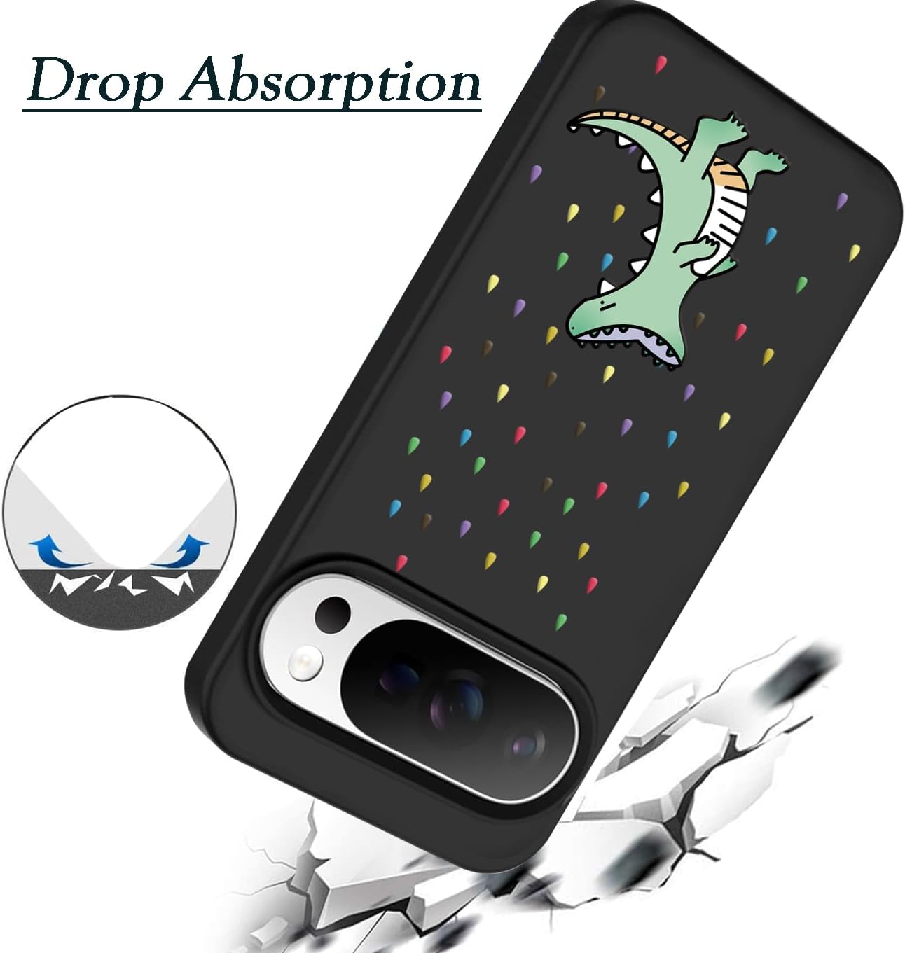 Thumbnail 4 de Unov case for Pixel 10 Pro XL (2025) 5G – soft TPU Rino Dragon Rainbow dinosaur design