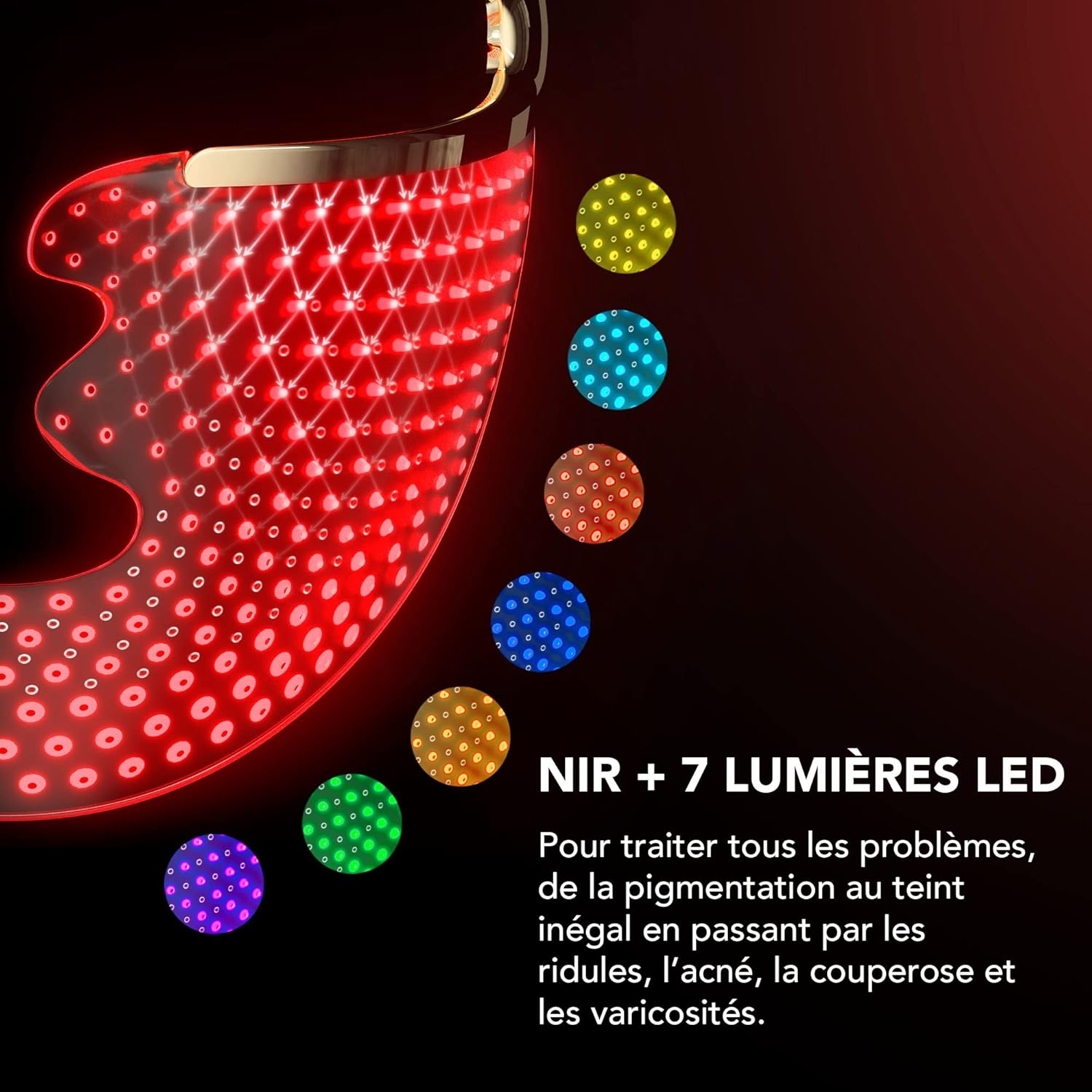 Thumbnail 1 de FAQ 202 Masque LED visage sans fil en silicone avec 8 réglages lumineux et étui de voyage