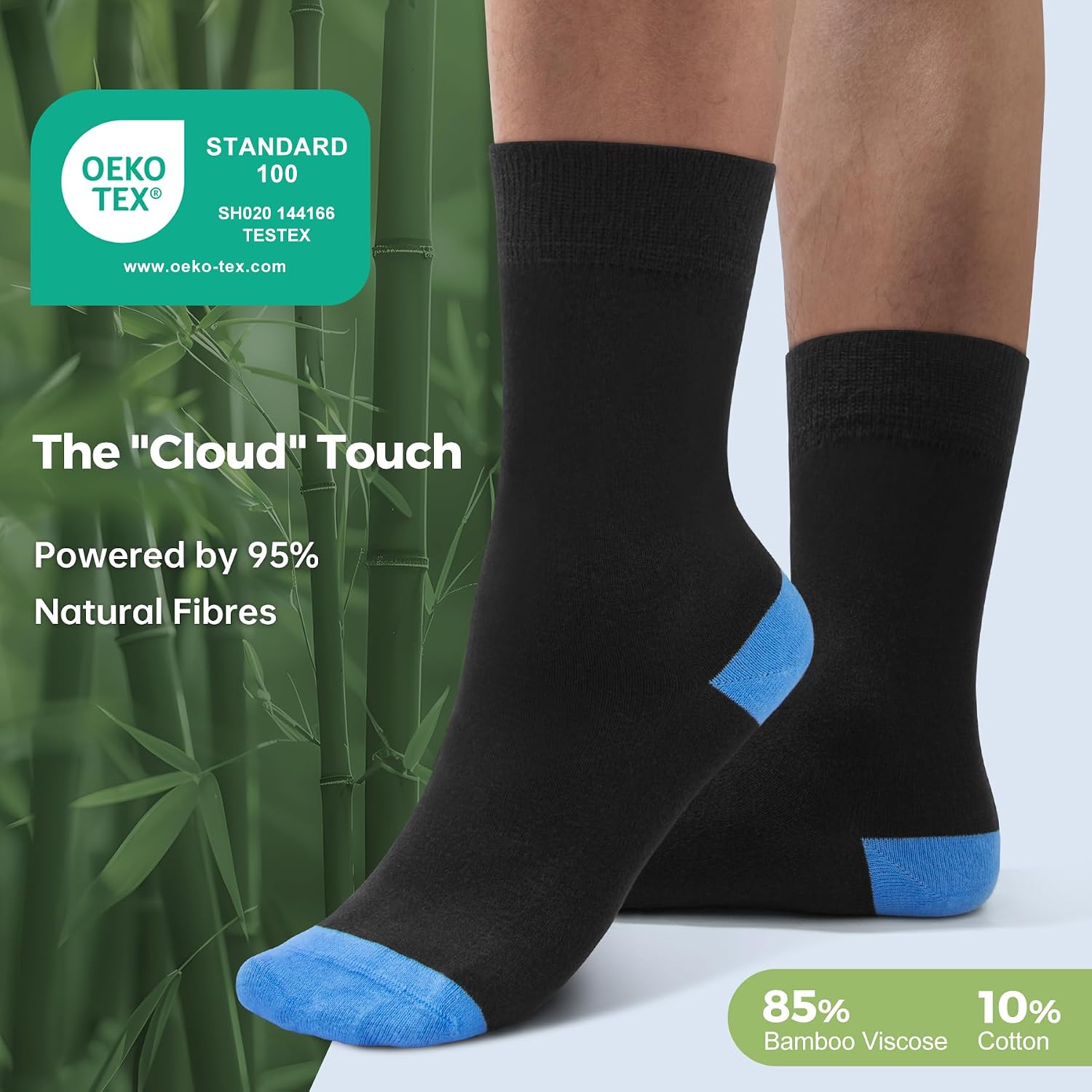 Detalle 2 de FALARY Bamboo Socks for Men and Women – 6/12 Pairs, Seamless Business Casual, Soft, Breathable and Anti-Odour