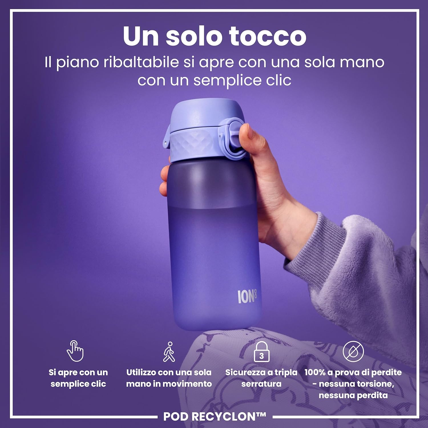 Detalle 2 de Ion8 Borraccia per Bambini 350 ml: a prova di perdite, facile da aprire e lavabile in lavastoviglie