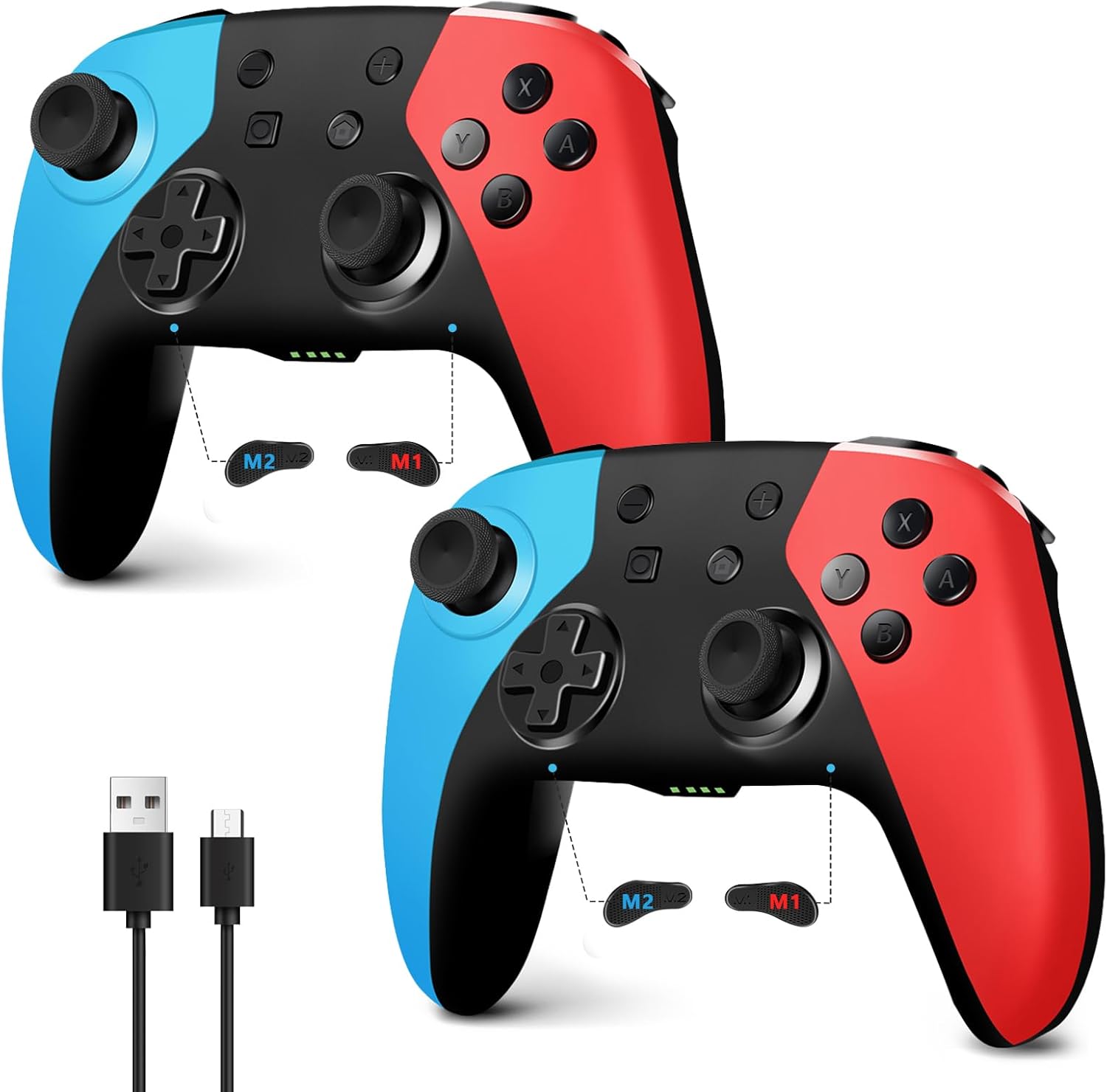 Detalle de AceGamer 2pcs Wireless Controller for Switch (Hall Joystick, 6-axis Gyroscope, Turbo Burst)
