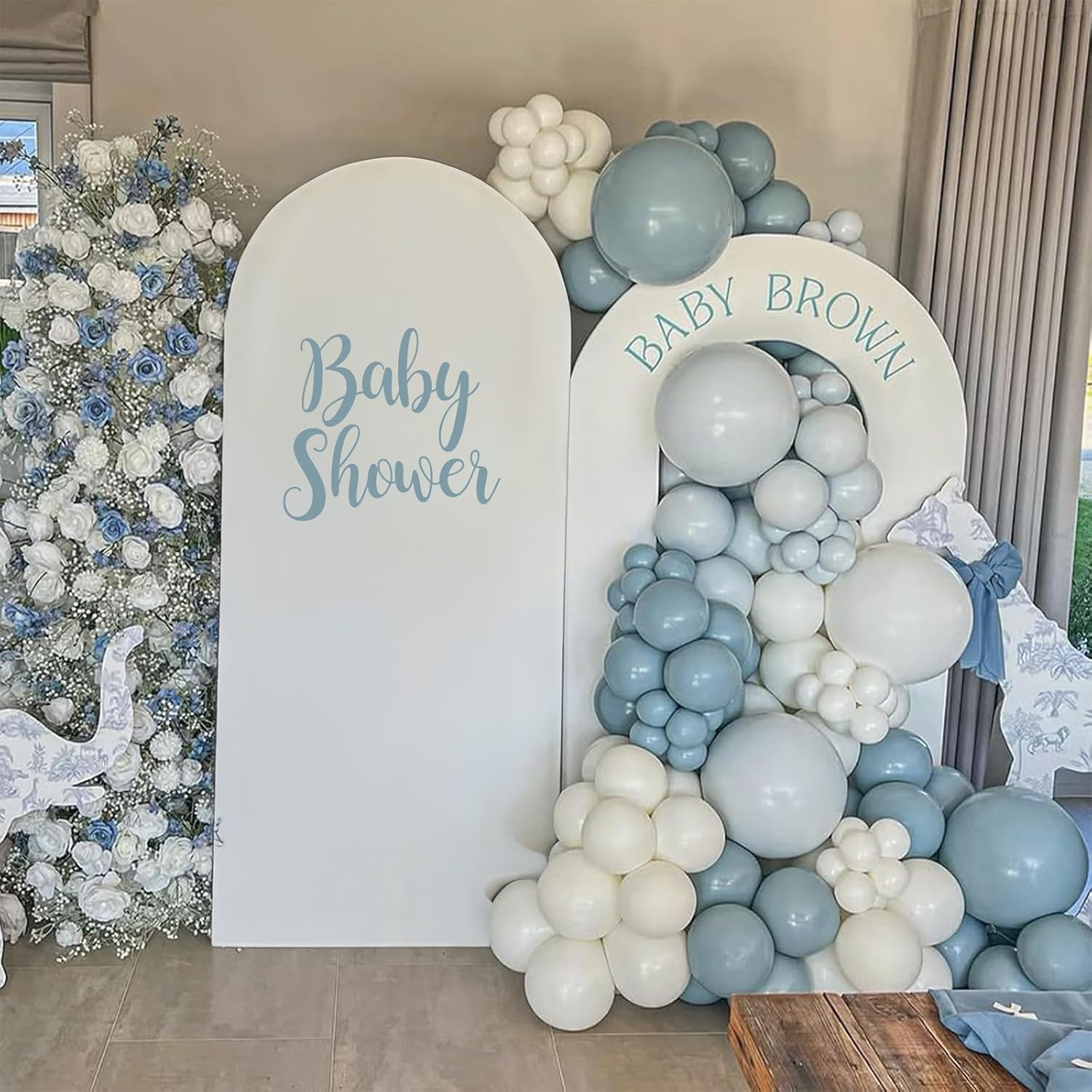 Thumbnail 5 de Dusty Blue Balloons Set — 60-Pack, 12-Inch Fog Slate & Matte White Latex Balloons for Baby Showers, Weddings, and Celebrations