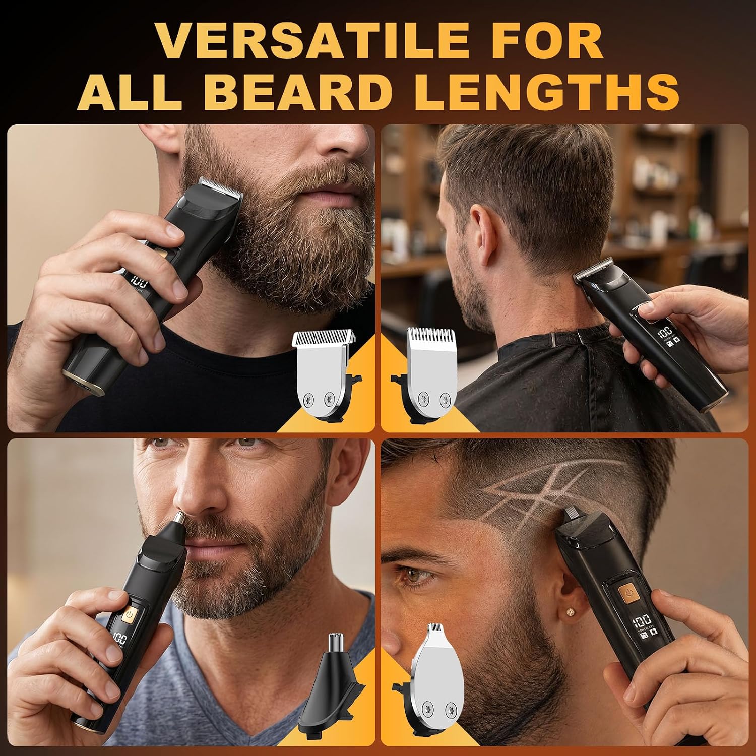 Thumbnail 3 de All-in-One Beard Trimmer for Men: Waterproof Cordless Electric Razor & Hair Clipper