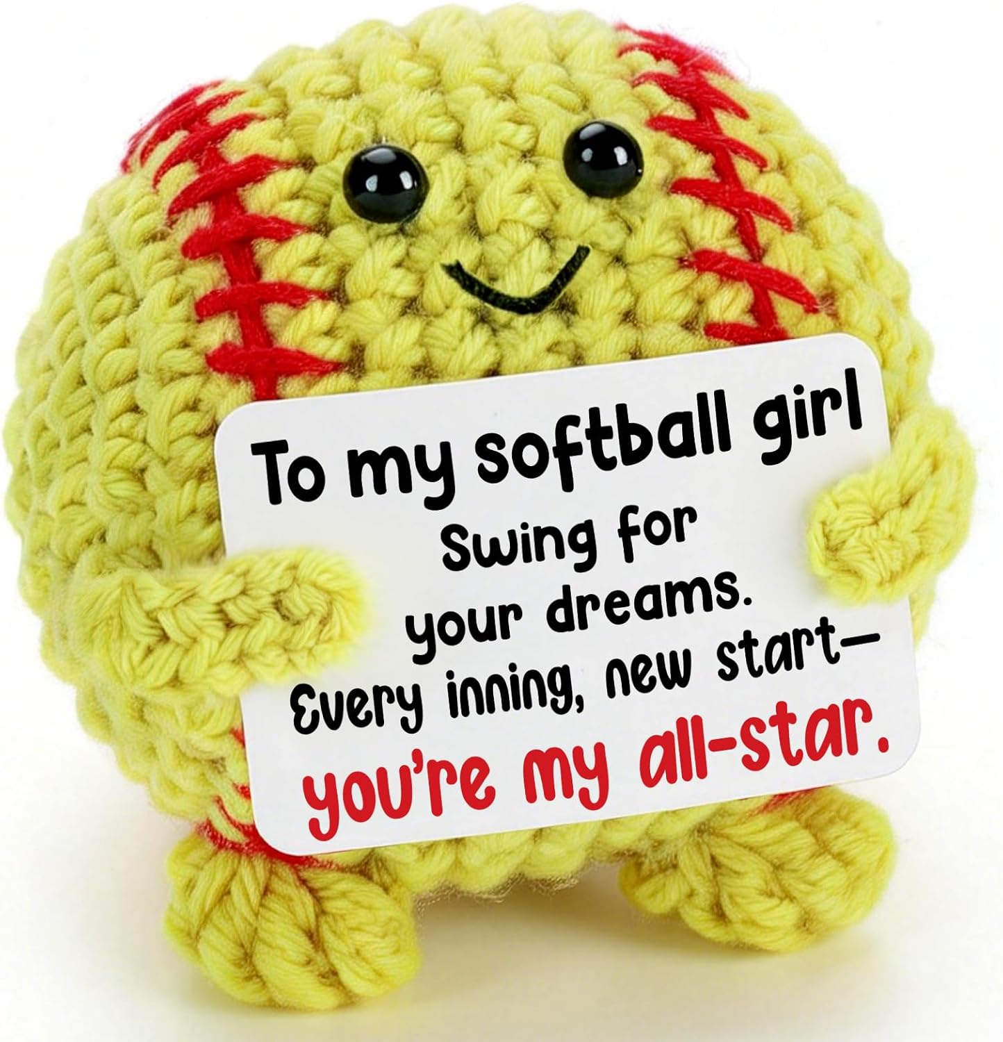 Thumbnail 6 de Weming Handmade Crochet Softball Plush Gift with All-Star Message Card (Mini Softball Decor)