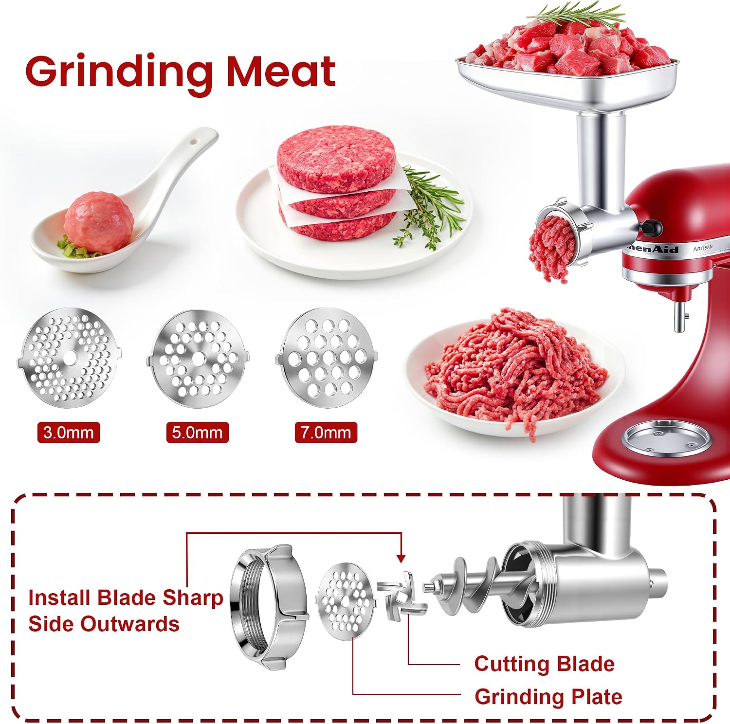 Thumbnail 2 de KINGEAGLE Stainless Steel Food Grinder Attachment