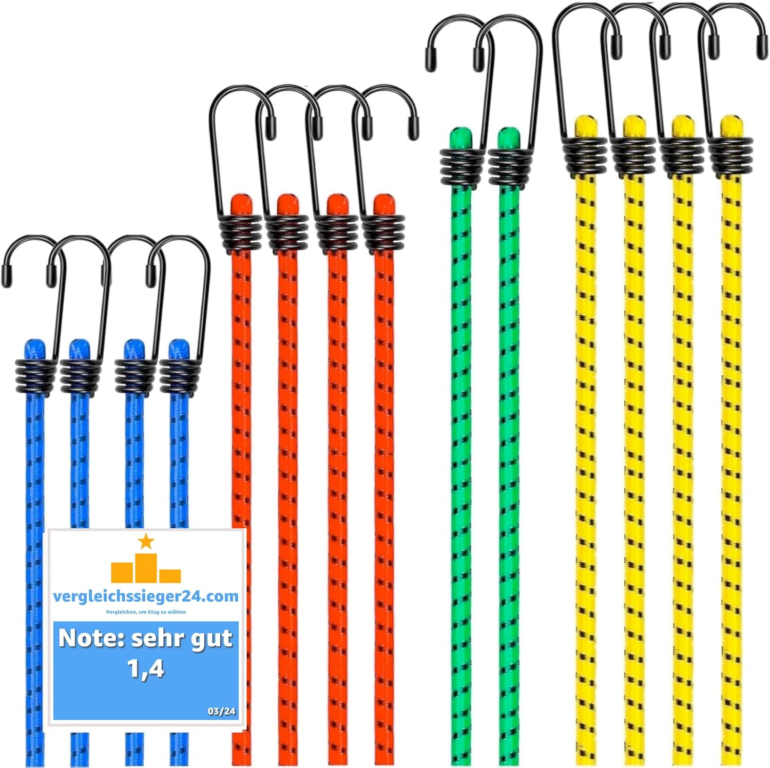 10er Expander mit Haken 8 Längen Set
