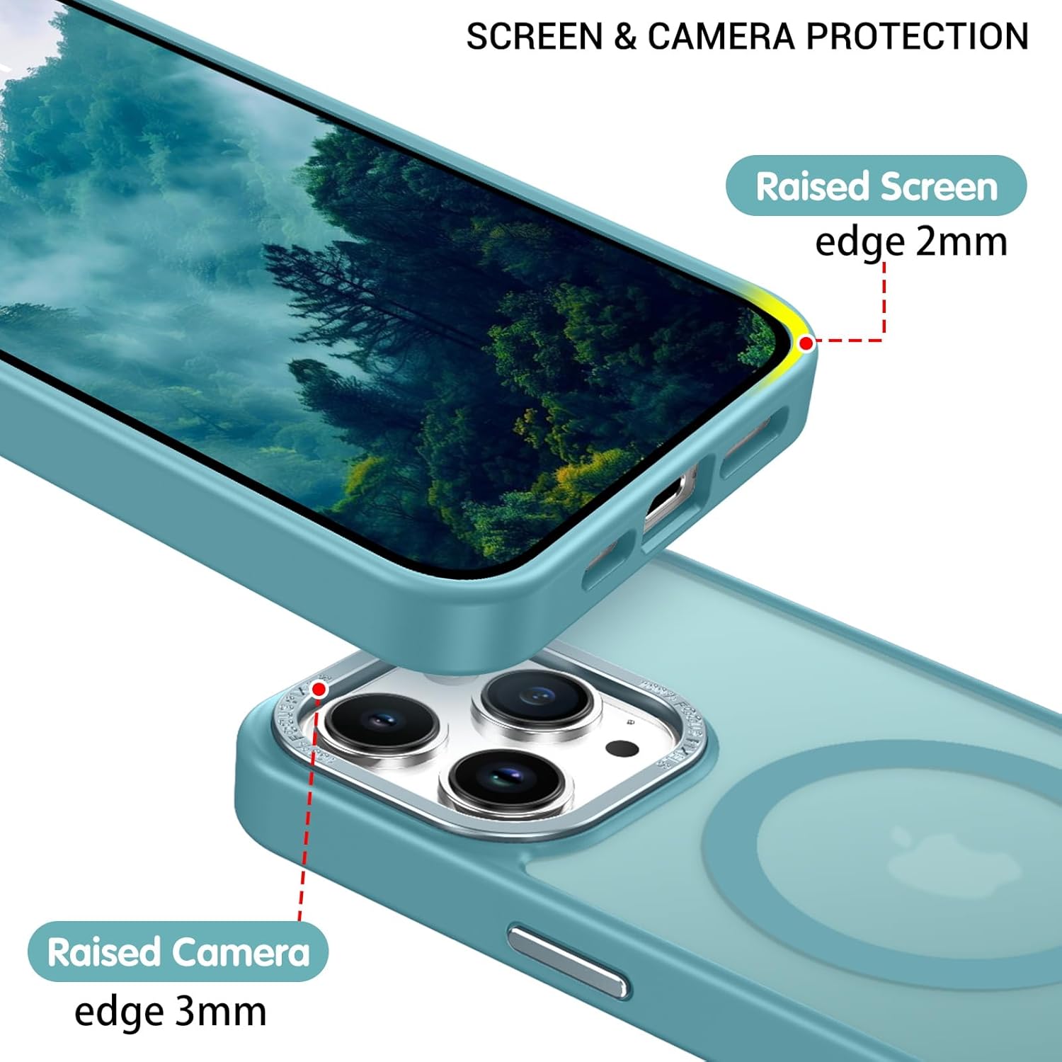 Thumbnail 6 de YINLAI Hülle für iPhone 15 Pro Max (6,7") mit MagSafe – magnetische, matte stoß- und kratzfeste TPU-Case in Graublau