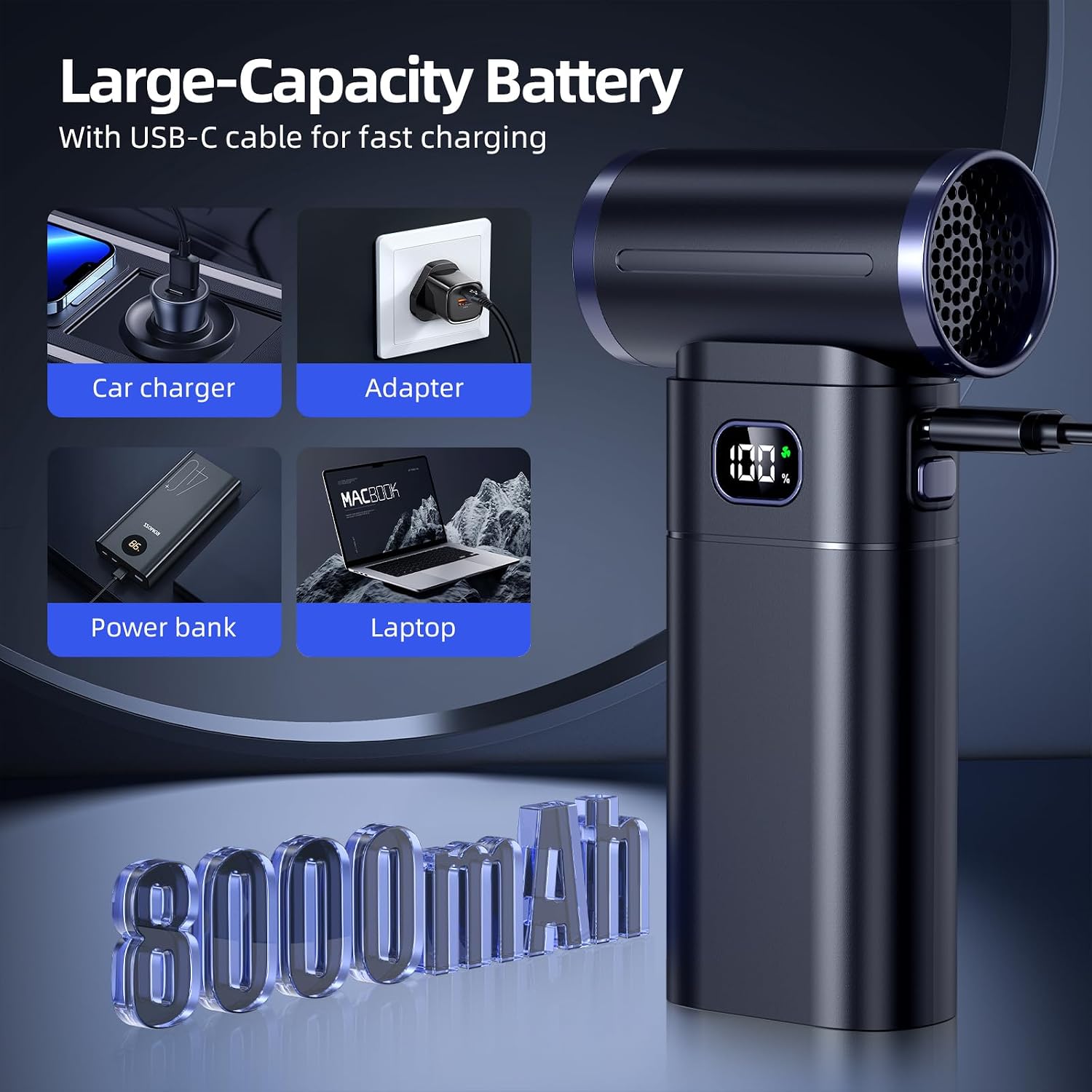 Thumbnail 3 de Electric Air Duster 80000RPM Cordless Air Blower