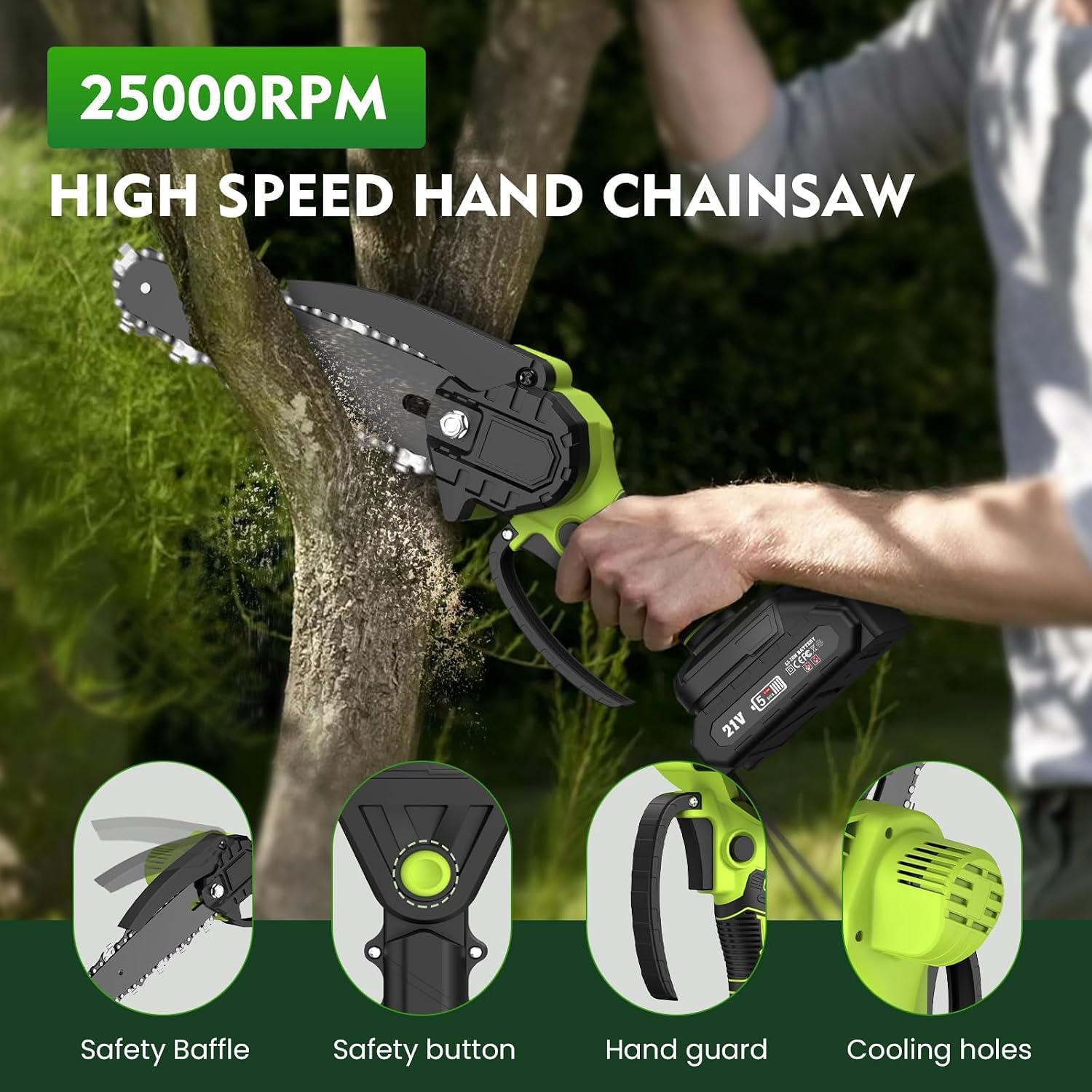 Thumbnail 6 de Cordless Pole Hedge Trimmer & Chainsaw Set with 2x 4.0Ah Batteries and 7.05ft Extension Pole