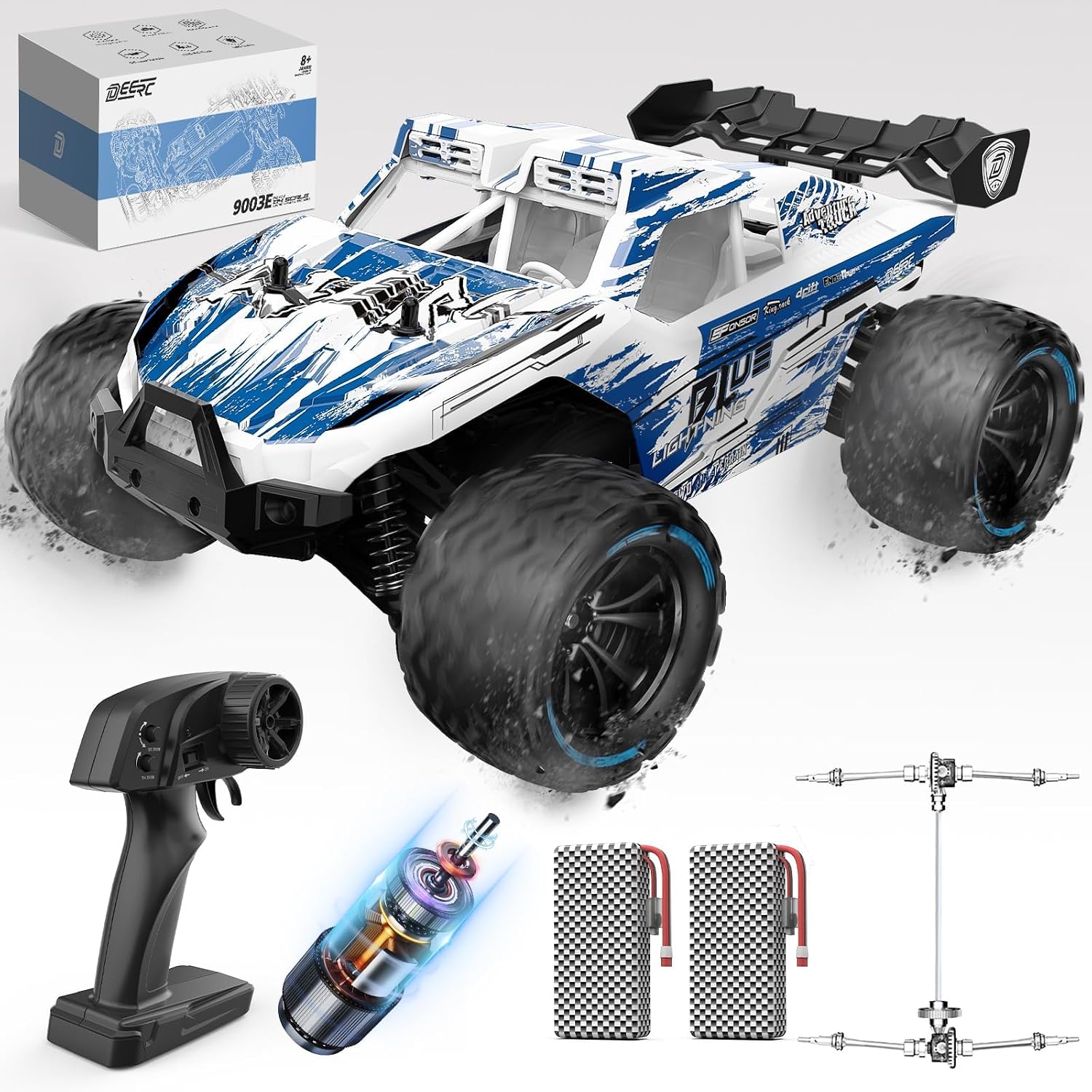 Thumbnail 6 de DEERC Fernsteuerungsauto 1:16 – All-Terrain RC Monstertruck mit 4WD, 40+ km/h, 2 Batterien & LED-Licht