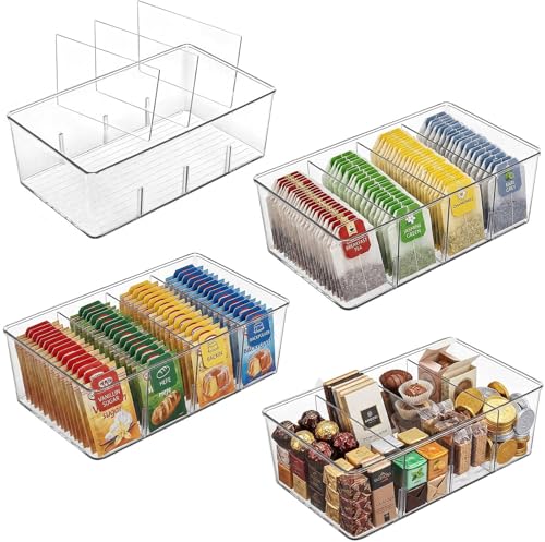 Detalle de uandu Kühlschrank Organizer 4er Set mit 4 Fächern – flexibel, transparent und BPA-frei
