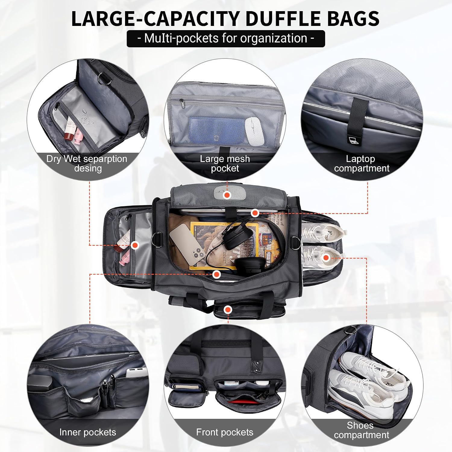 Thumbnail 2 de WITZMAN 45L Reisetasche Duffle 3in1 mit Schuhfach – Groß, 3-in-1 Transporttasche
