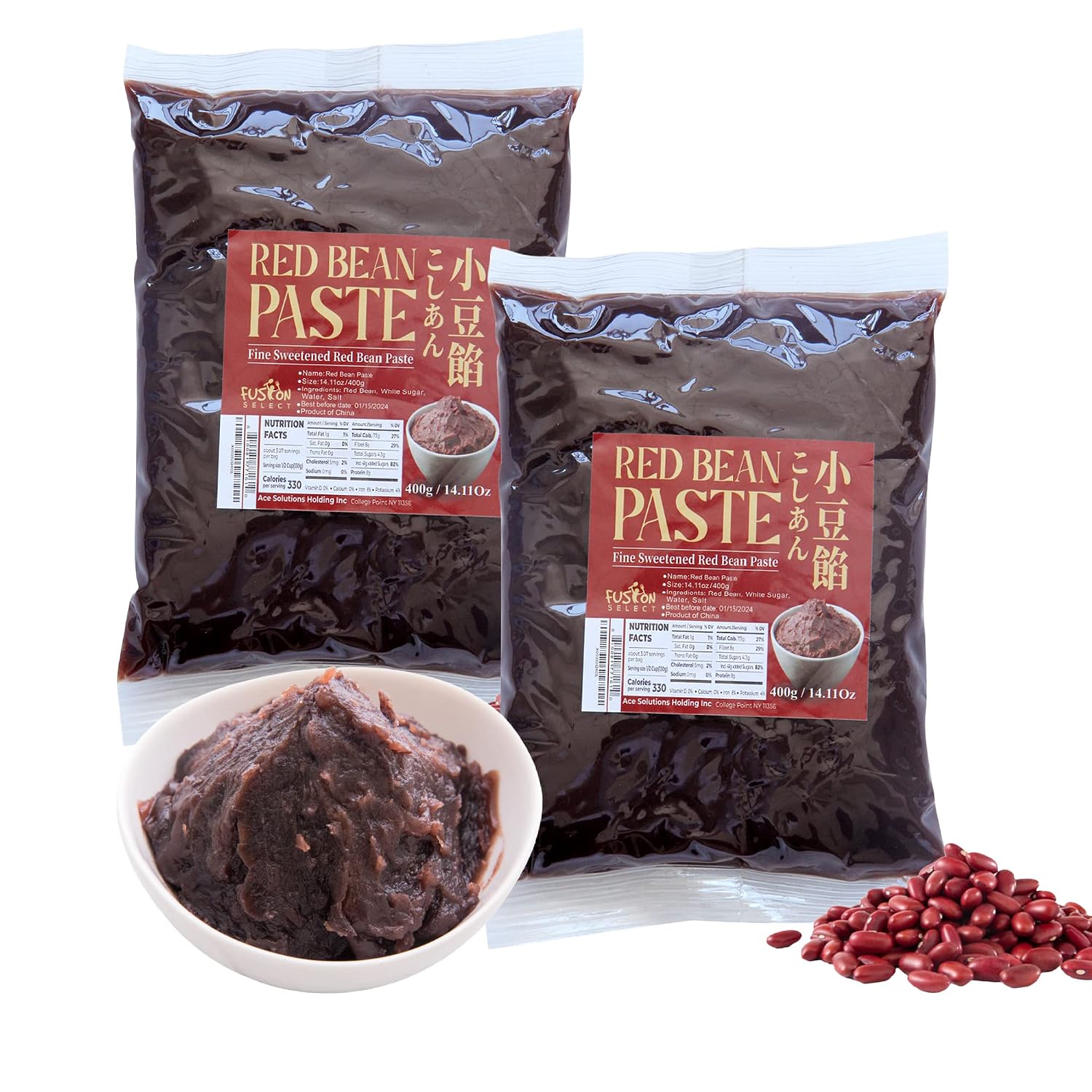 Detalle de Fusion Select Sweetened Red Bean Paste, 2-Pack for Mochi, Buns & Pastries