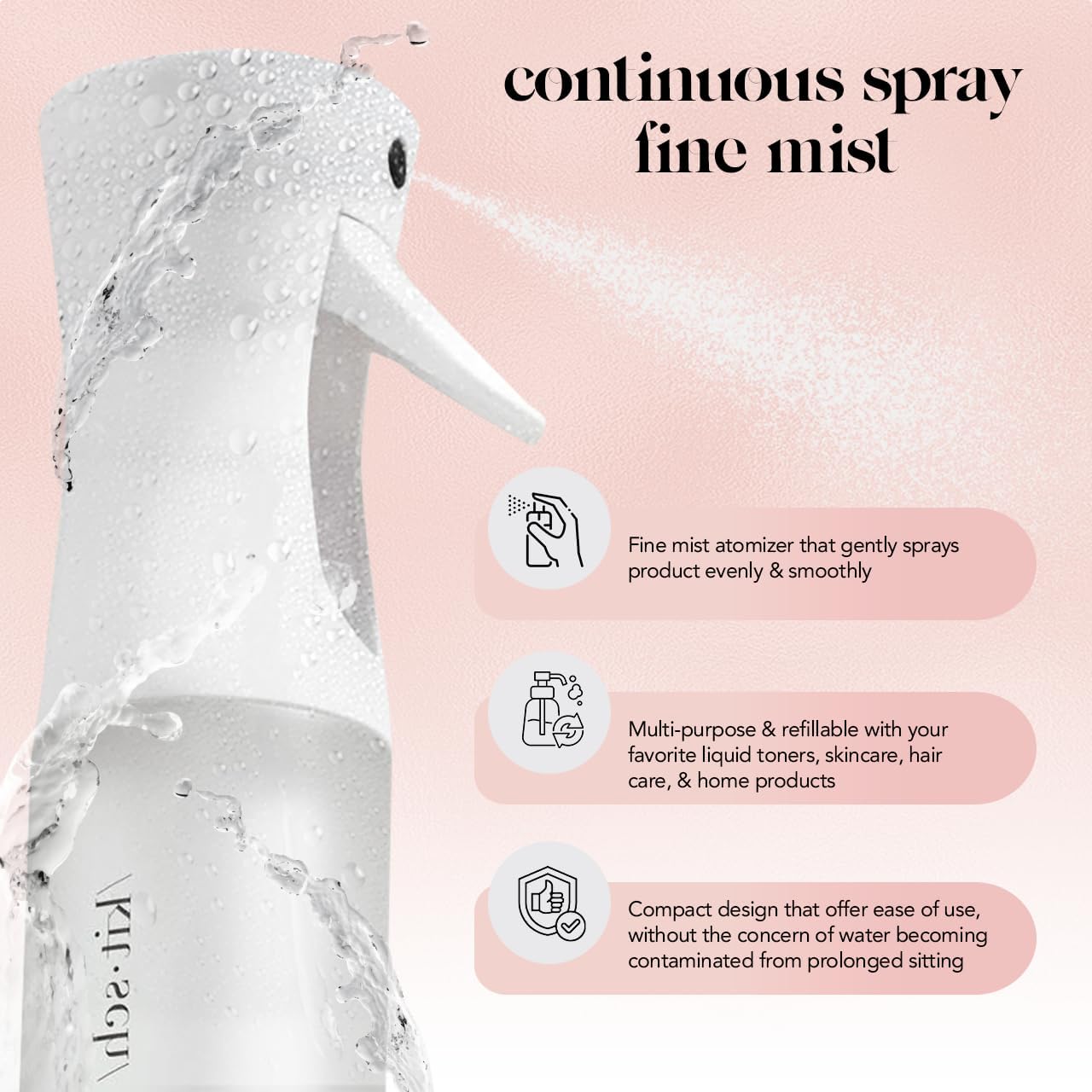 Detalle de Kitsch Continuous Spray Bottle 150ml mist spray 💧