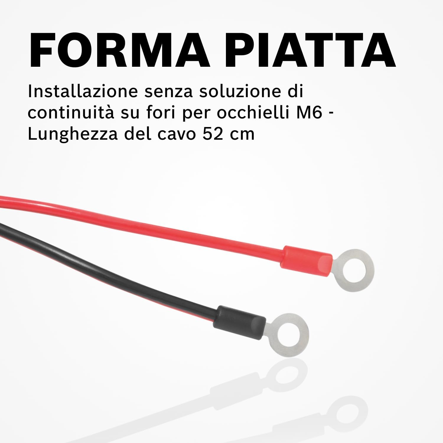 Detalle 2 de Cavo di Collegamento Bosch per Caricabatterie – 52 cm, occhielli M6, fusibile 40 A – Ricambi Originali 0189999280