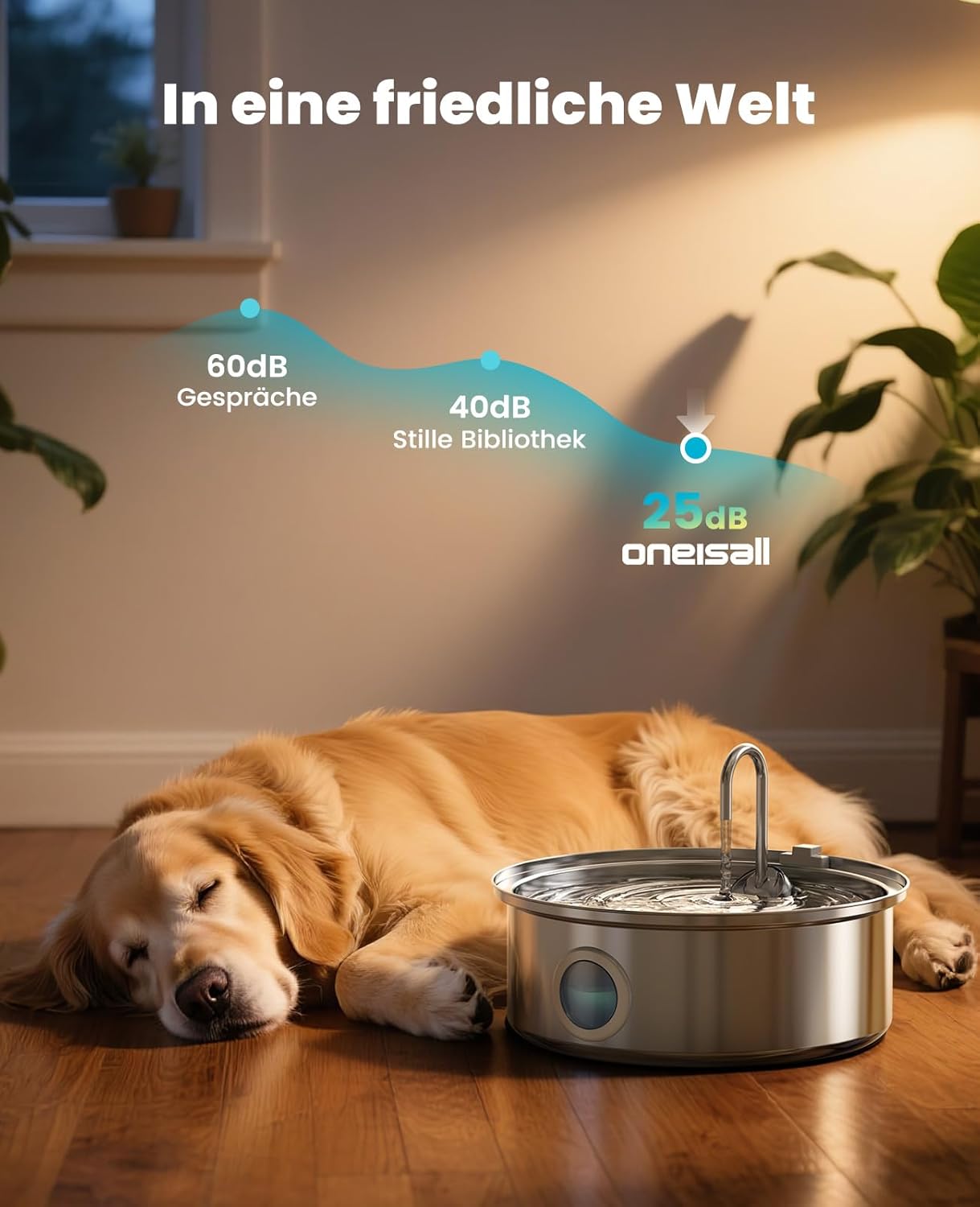 Detalle 1 de oneisall 7L Trinkbrunnen für Hunde mit LED