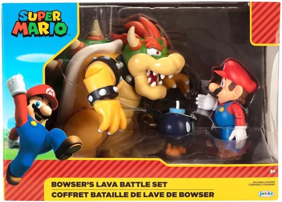 Detalle 2 de Nintendo Super Mario Figuren-Set „Mario vs. Bowser“ (Bowser ca. 15 cm, Mario ca. 10 cm) – Wave 1