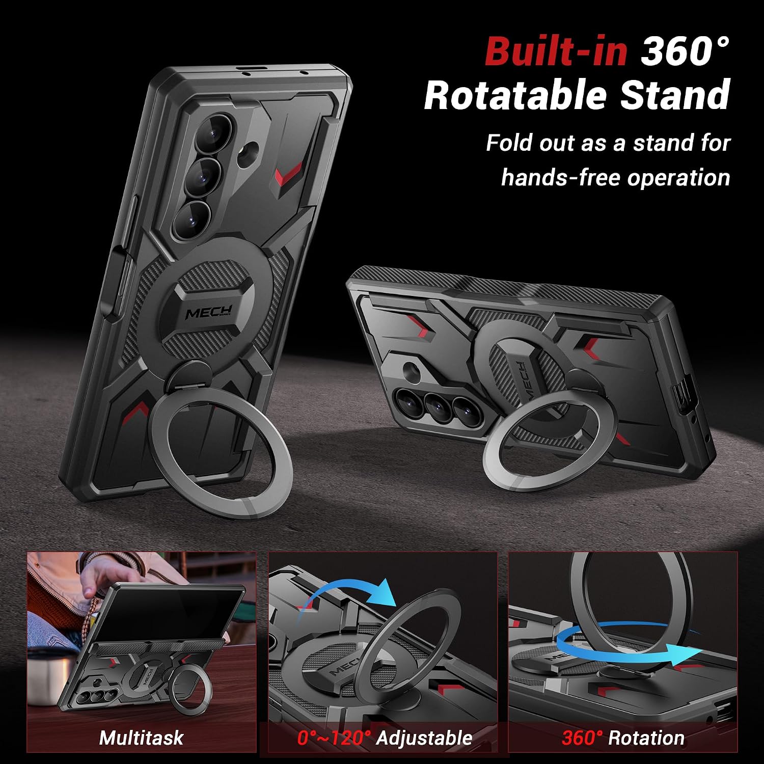 Thumbnail 1 de Tongate Z Fold 7 Magnetic Case TiBlack Galaxy Z Fold 7用ケース 360°回転スタンド・覗き見防止・ヒンジ保護