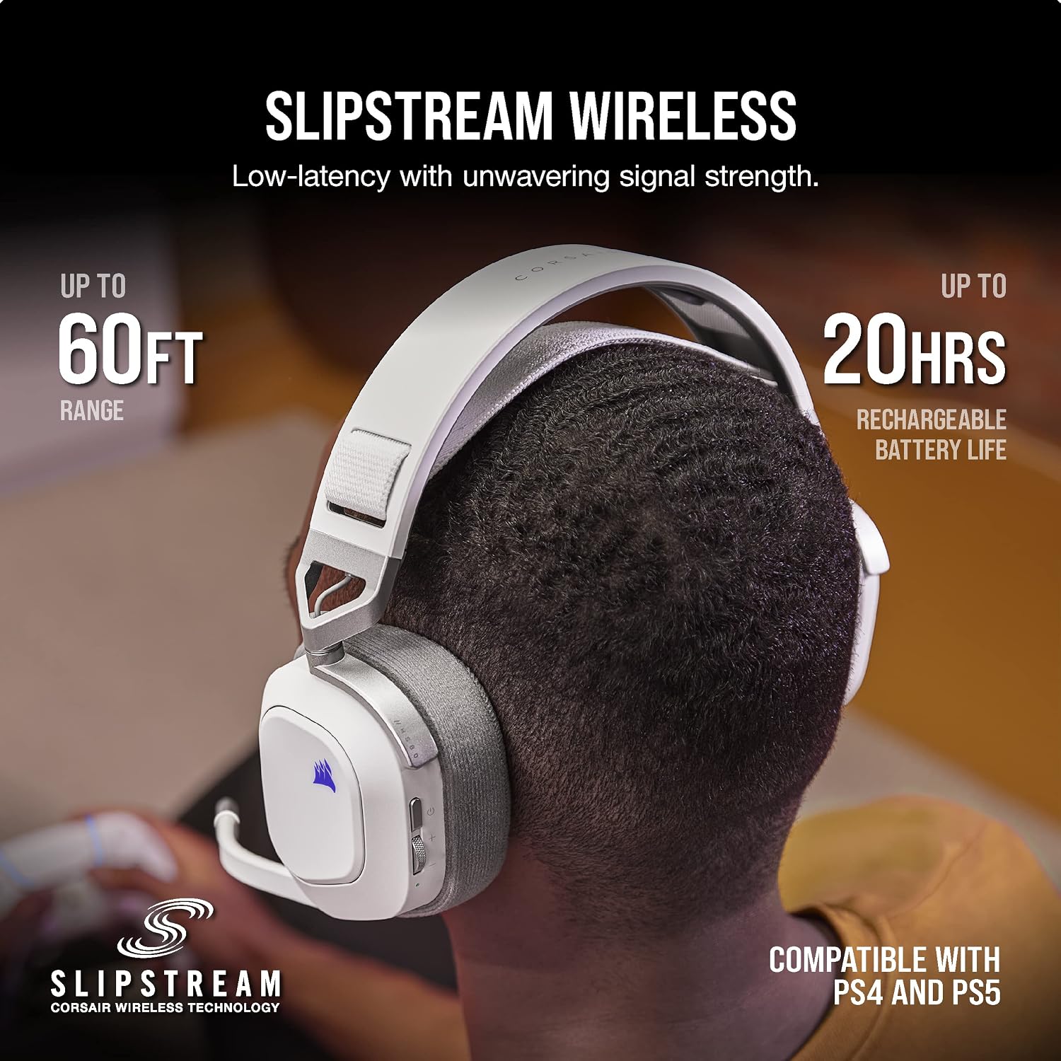 Thumbnail 4 de Corsair HS80 RGB Wireless CA-9011236-AS Gaming Headset, Dolby Atmos, White