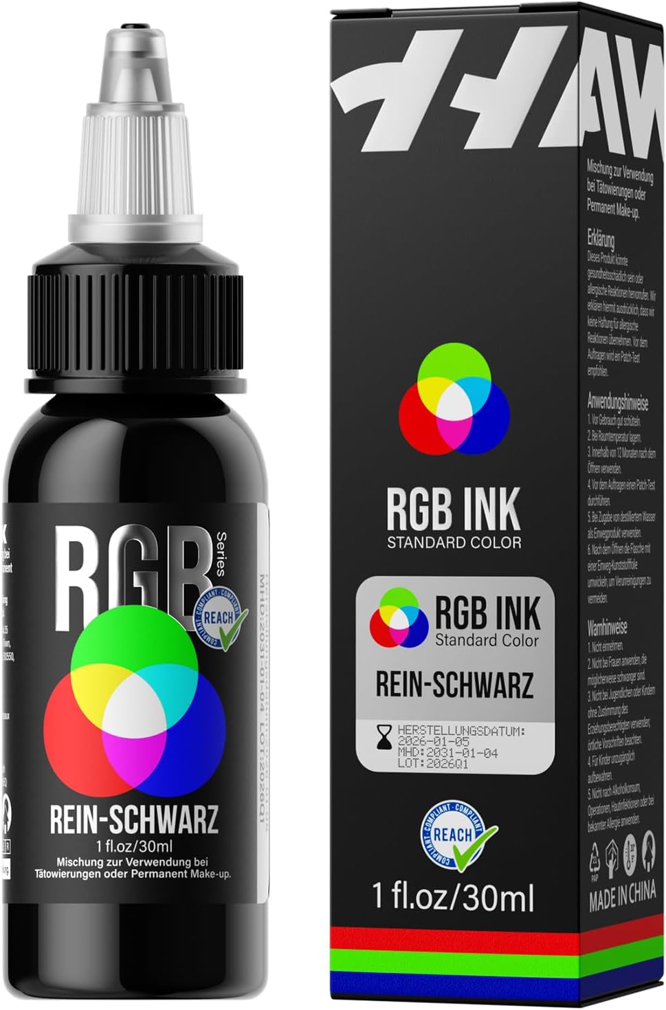 Detalle de HAWINK Inchiostro per Tatuaggi Nero 1oz (30ml) TI205DE-30-001