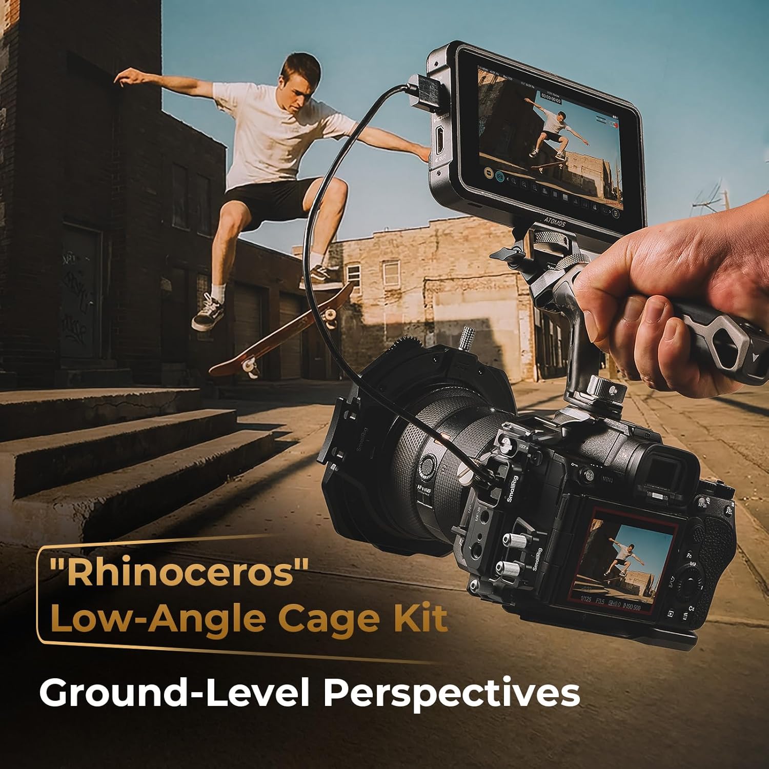 Detalle de SMALLRIG Rhinoceros Cage for Sony A7 V / A7R V / A7 IV – Basic Kit with Top Handle