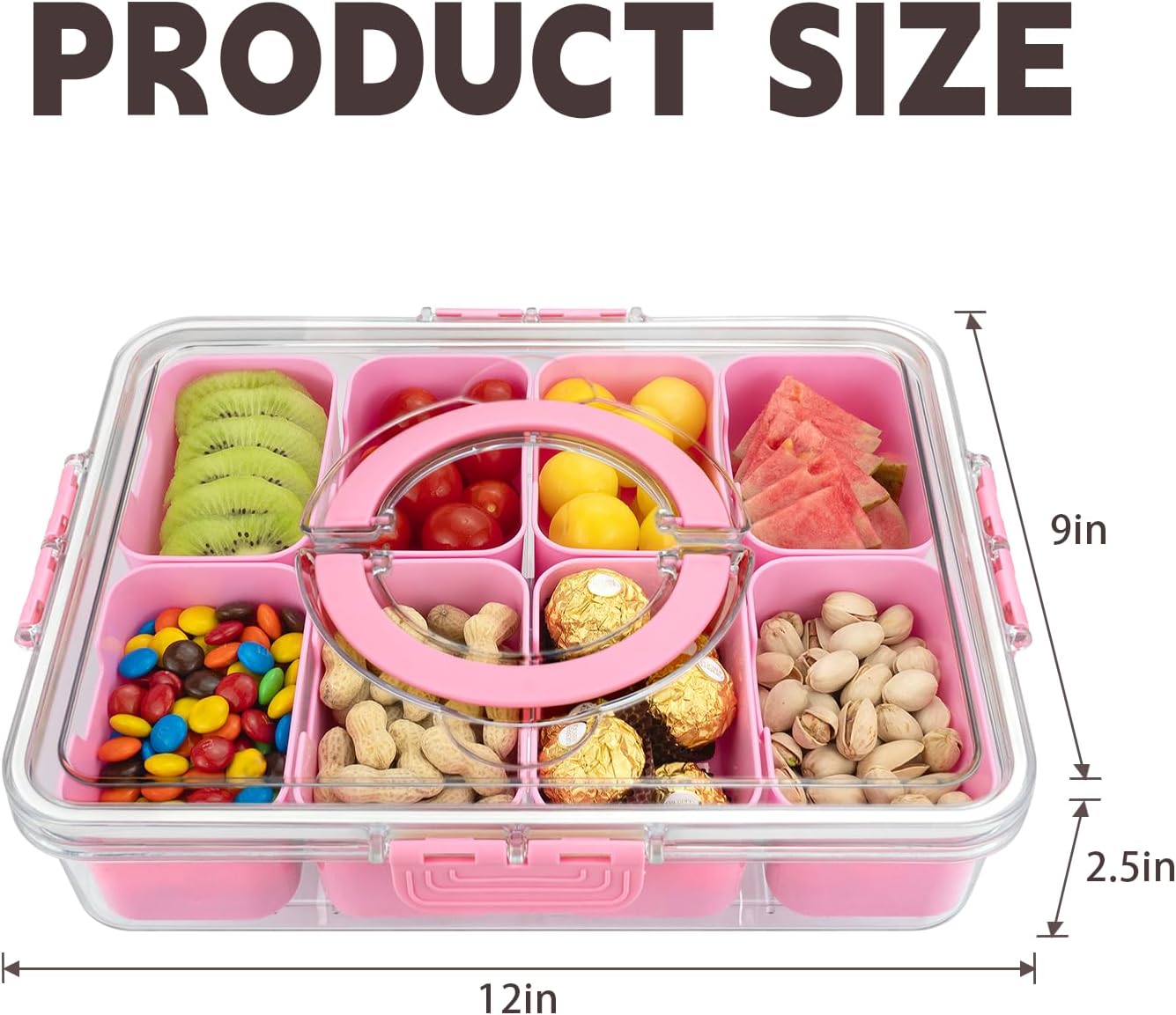 Detalle 2 de HRXFOZ Divided Serving Tray with Lid and Handle (8 Compartments) Snack Box