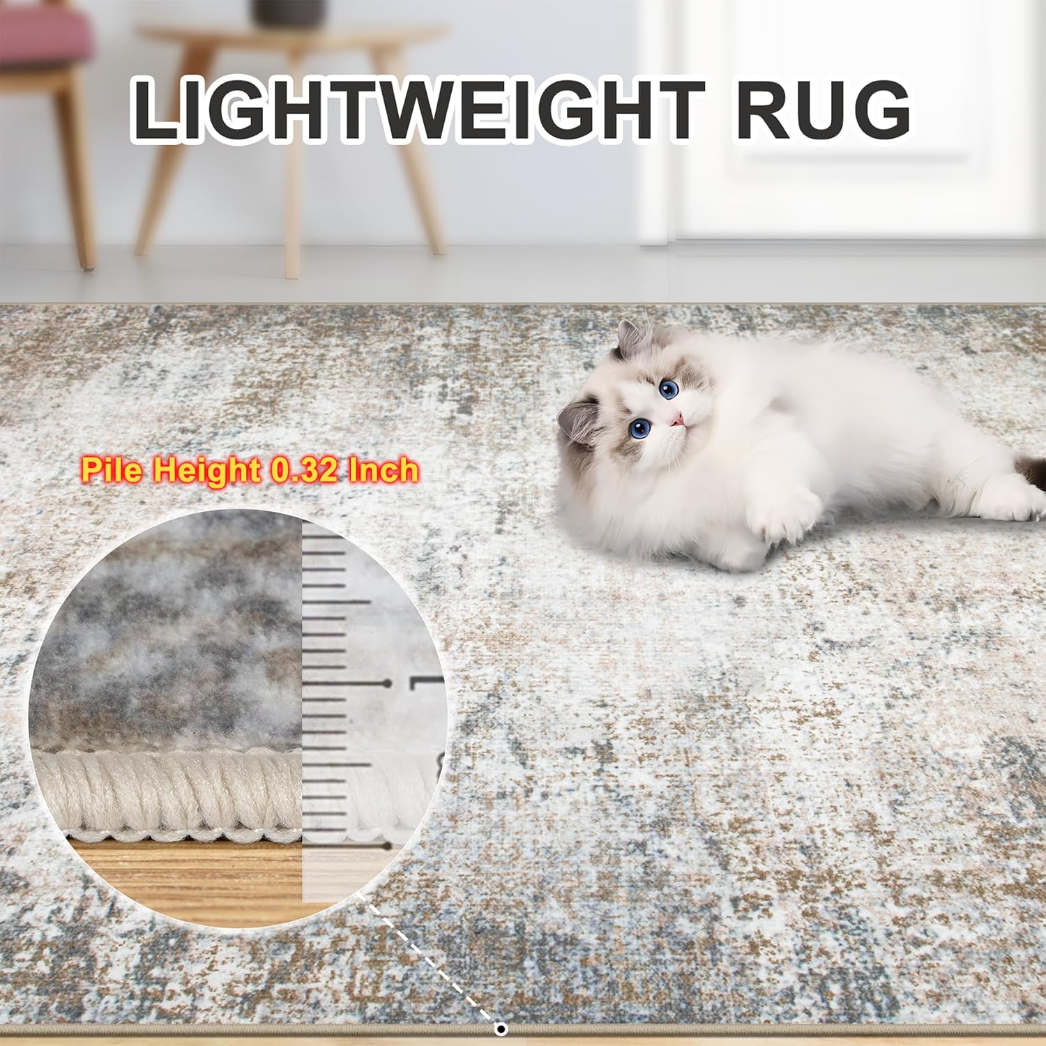 Thumbnail 4 de Area Rugs 9x12 Living Room - Washable Modern Abstract Plush Non-Slip Carpet