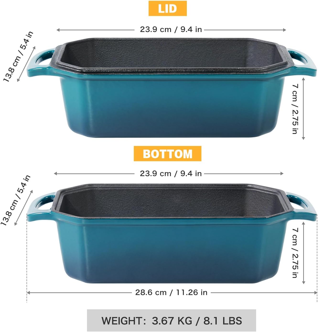Thumbnail 3 de Flavehc Cast Iron Bread Pan 8.5x4.5 Inch