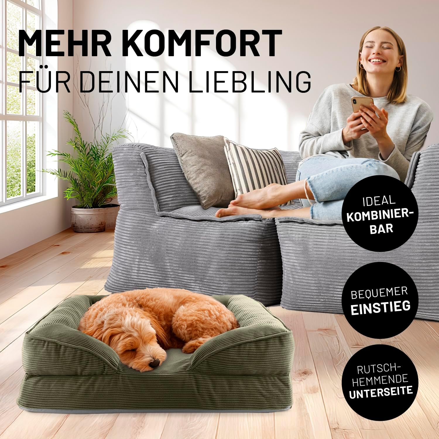 Thumbnail 2 de Lumaland orthopädisches Hundebett Cord 70x60