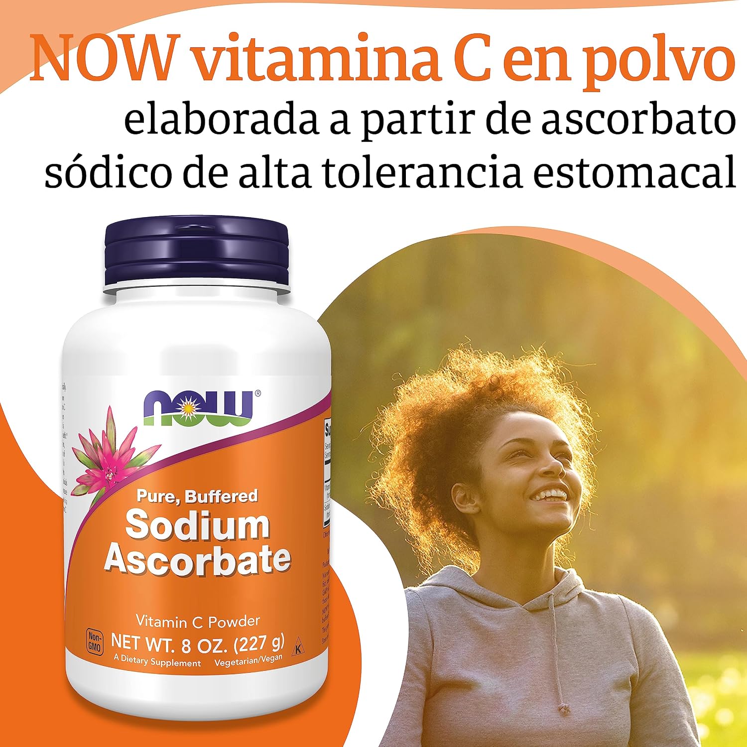 Detalle de Now Foods Sodium Ascorbate Vitamina C 🍊 227g Vegano Sin Gluten