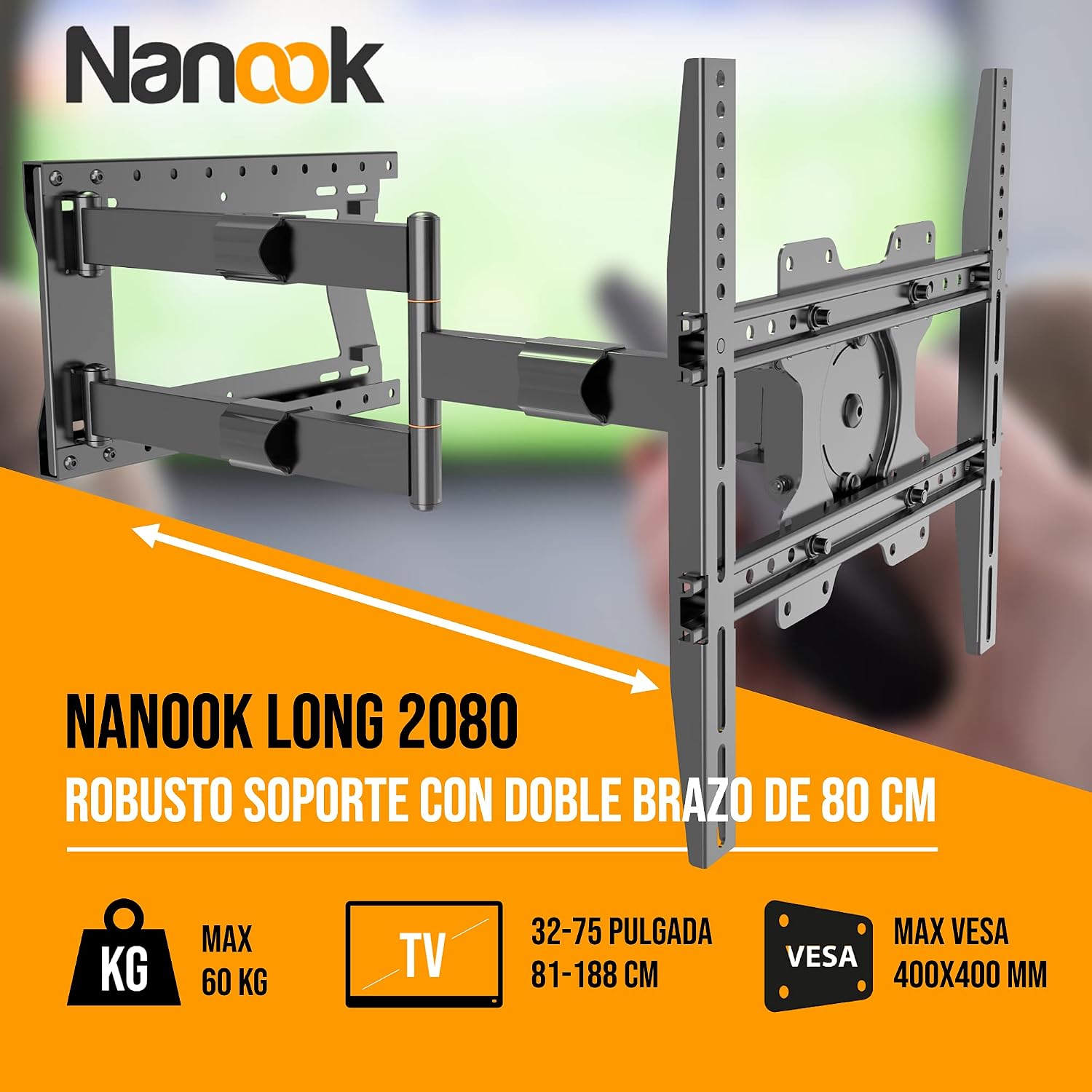 Detalle 2 de Nanook 2080 soporte de TV brazo largo