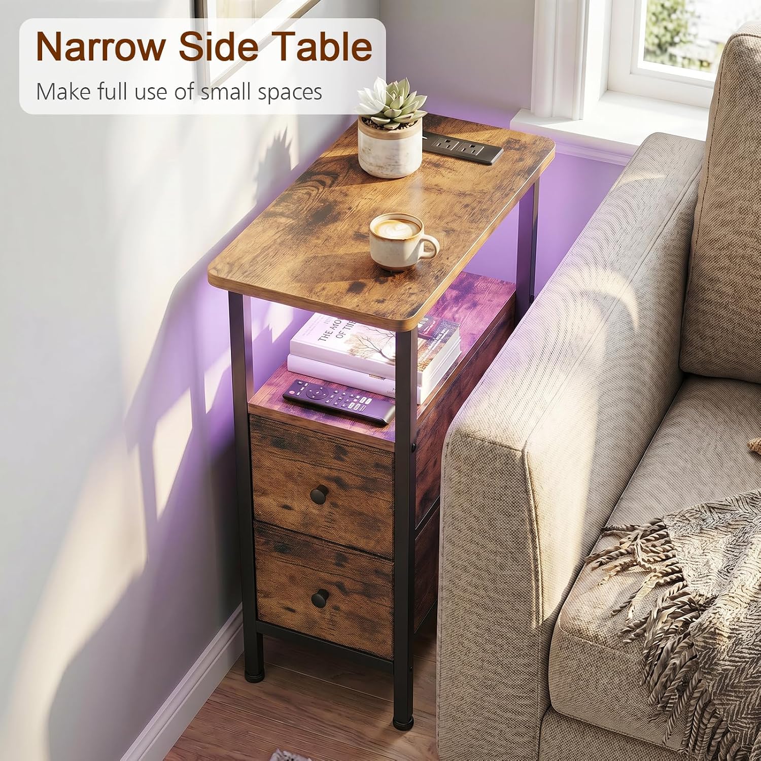 Detalle 2 de LOAKEKEL Narrow End Table, 15.75 x 7.87 x 23.22 in.