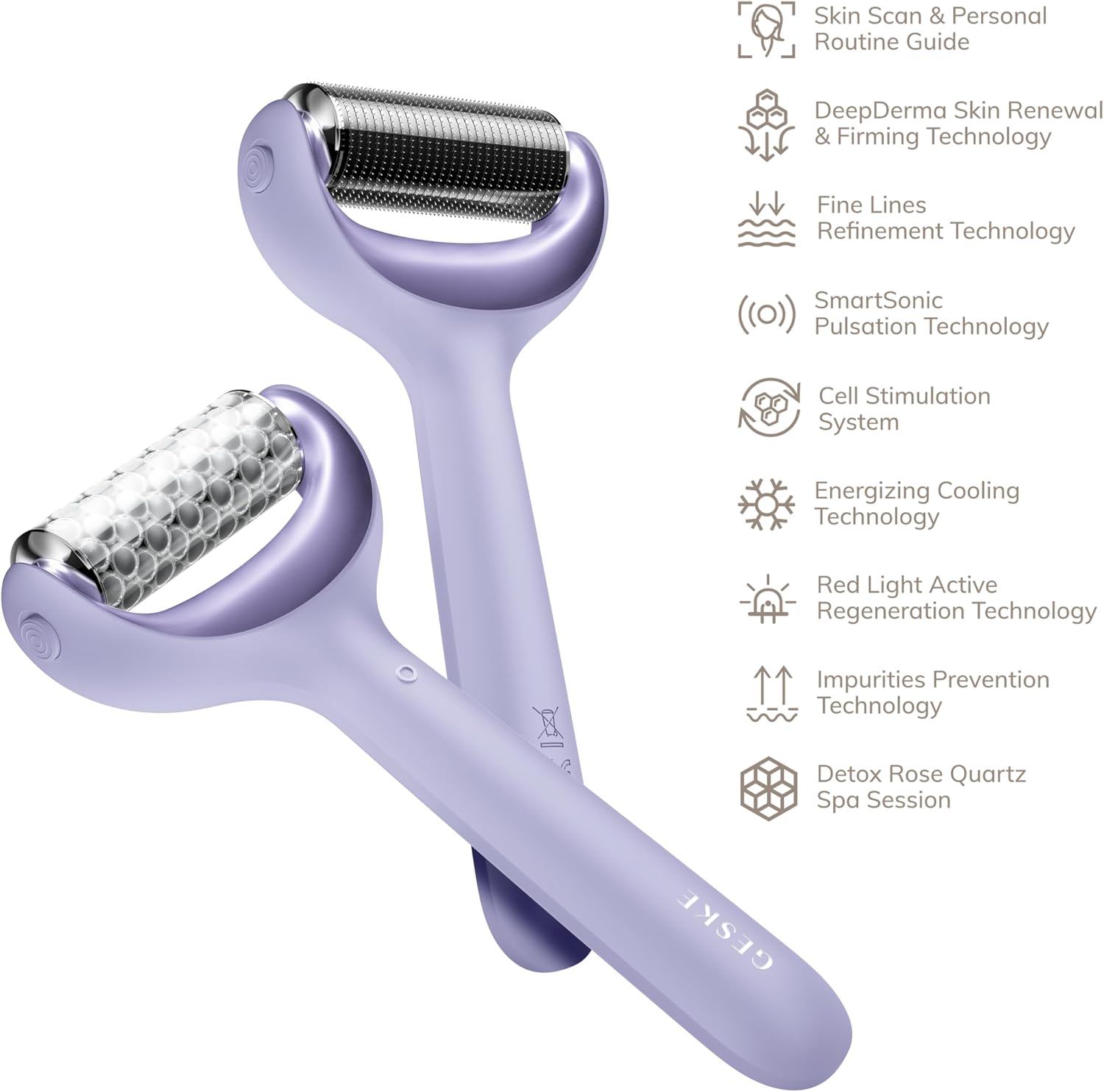 Detalle de GESKE SmartAppGuided MicroNeedle Face & Body Roller 9 en 1 – Quartz rose