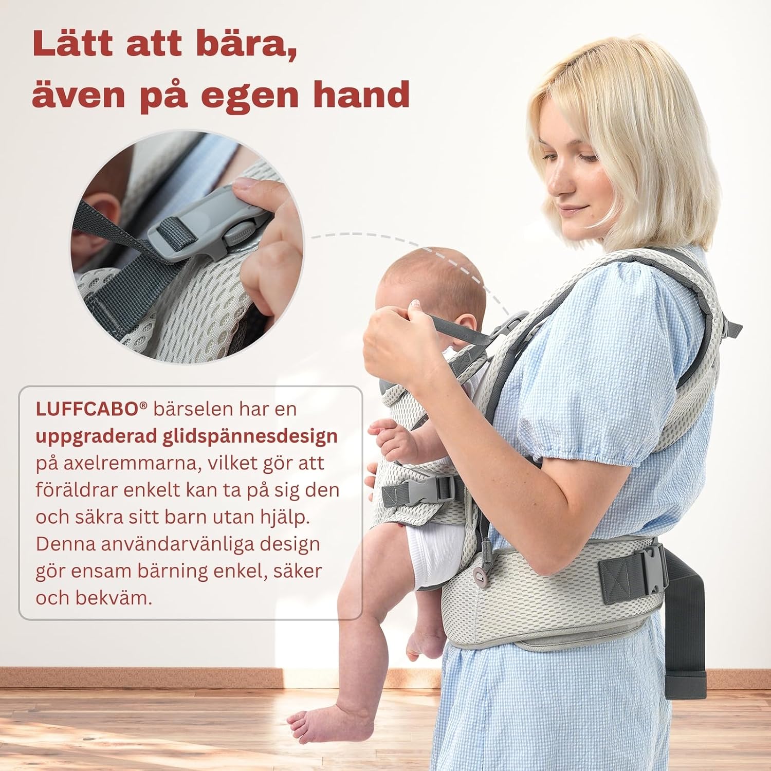 Detalle 2 de LUFFCABO bärsele i mesh med tre bärpositioner, 5–36 månader, upp till 15 kg