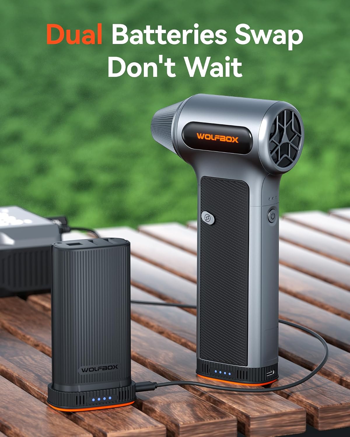 Detalle 2 de WOLFBOX MF200-2PK Electric Air Duster with Dual Batteries, Case and 4 Nozzles