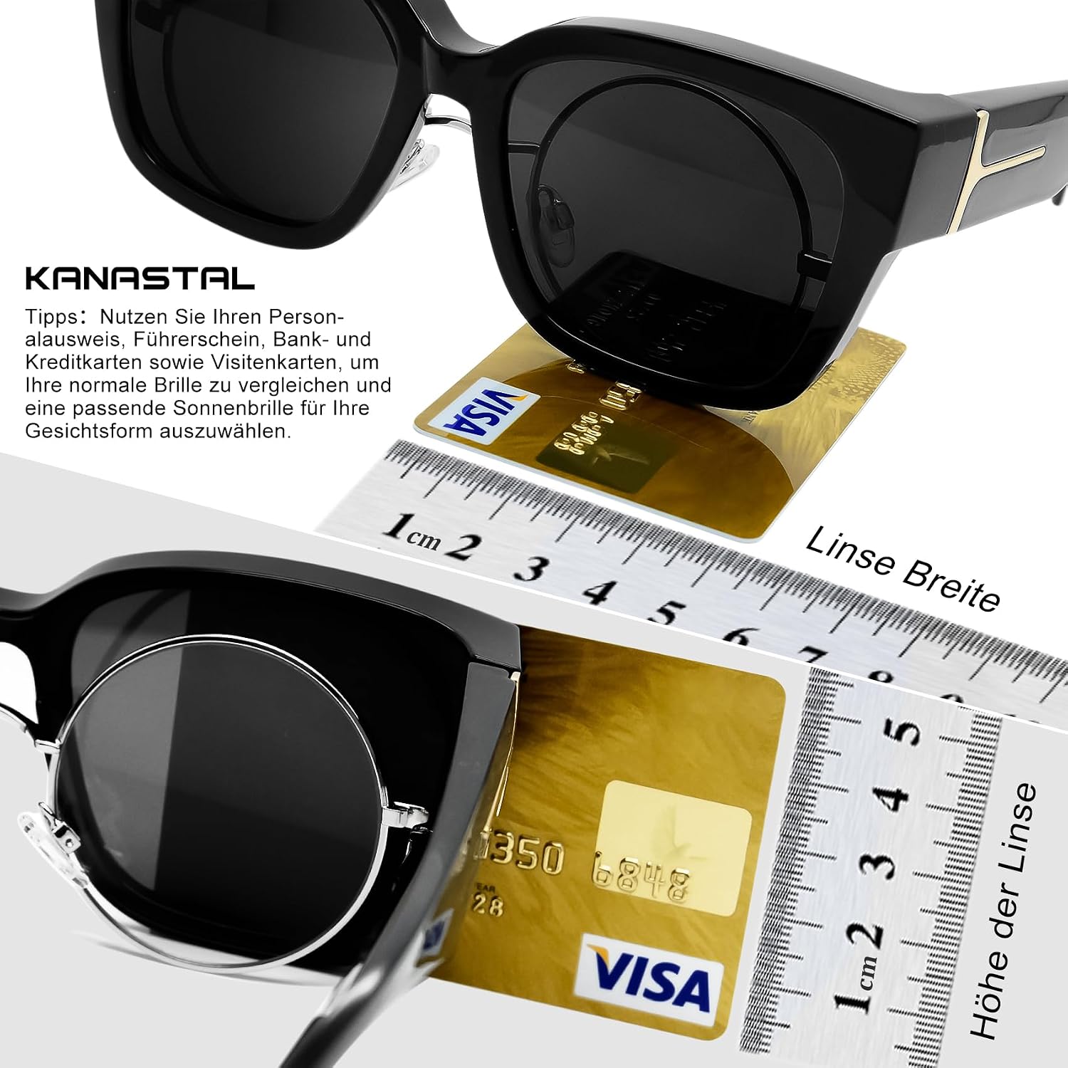 Thumbnail 4 de KANASTAL Übergröße Fit-Over Sonnenbrille für Brillenträger – quadratisch, polarisiert, UV400