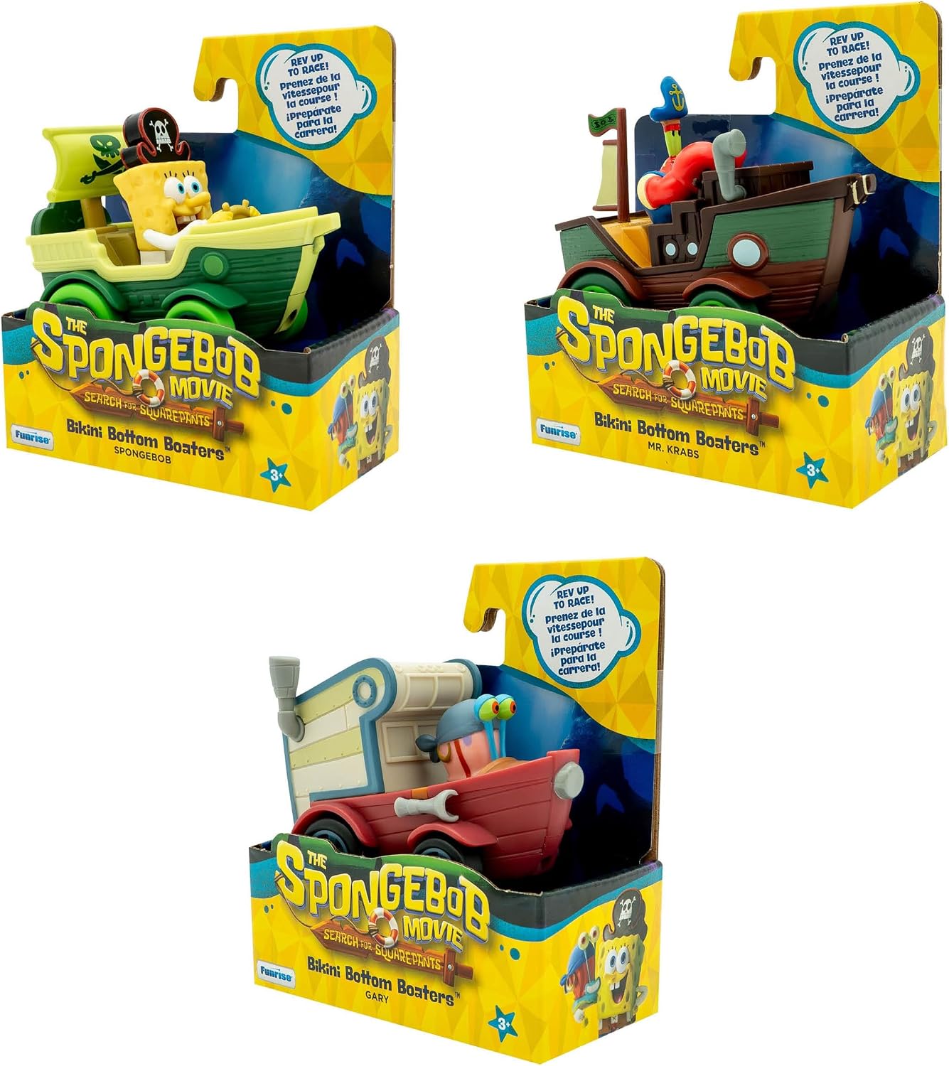 Detalle 2 de SpongeBob Rev-Up Racers 3-Vehicle Set