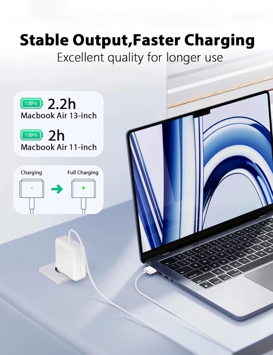 Thumbnail 4 de 85W Laptop Ladegerät mit T-Tip magnetischem Adapter – kompatibel mit MacBook Air/Pro 13/15/17 (Mitte 2012–2017) und Modellen A1398/A1425/A1465/A1466