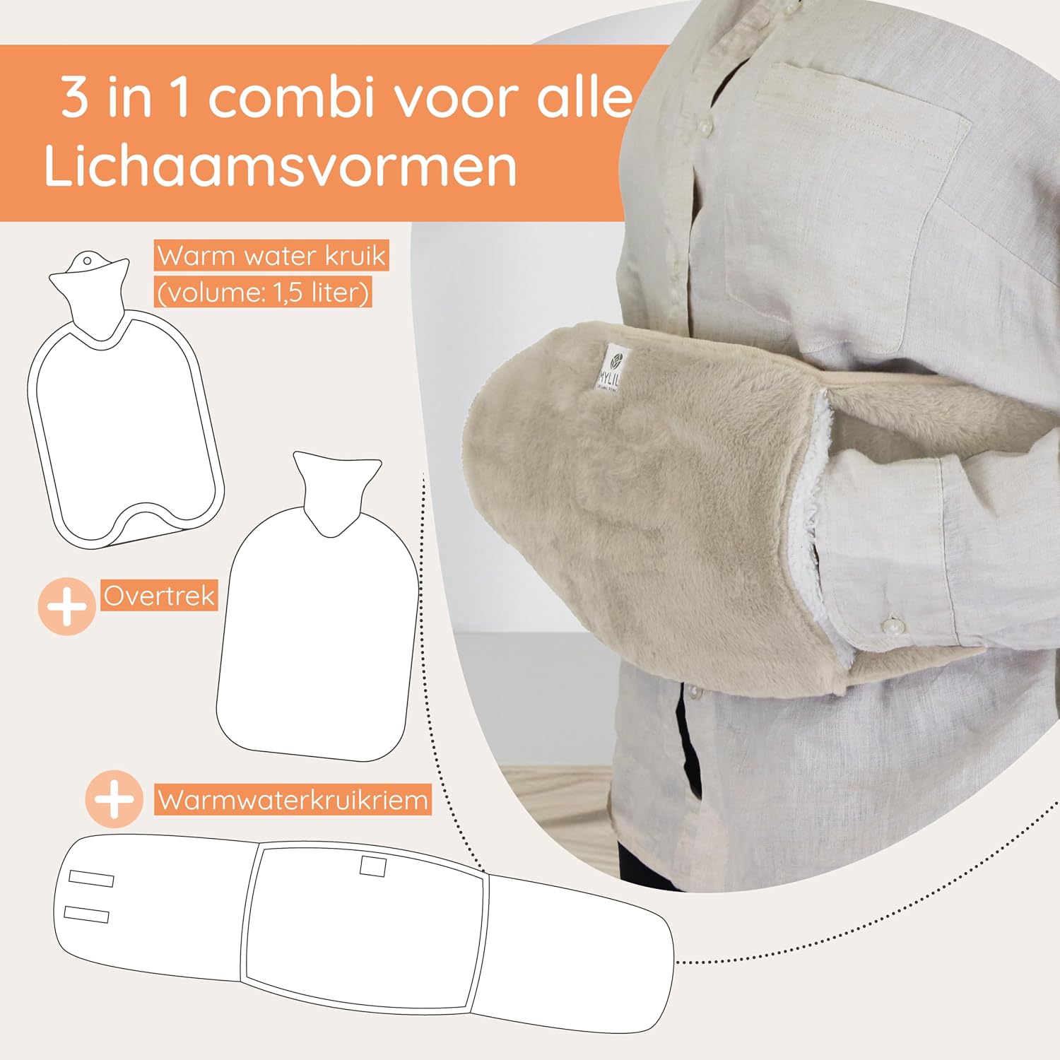 Thumbnail 1 de MYLILY 000005-010 kruikgordel van 1 l met natuurrubber en pluche hoes