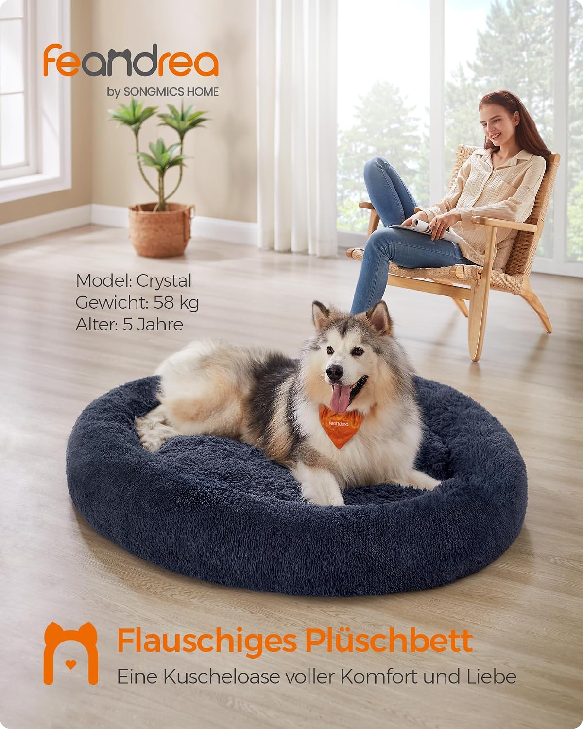 Detalle de Feandrea Hundebett flauschig 140 cm Donut Kissen