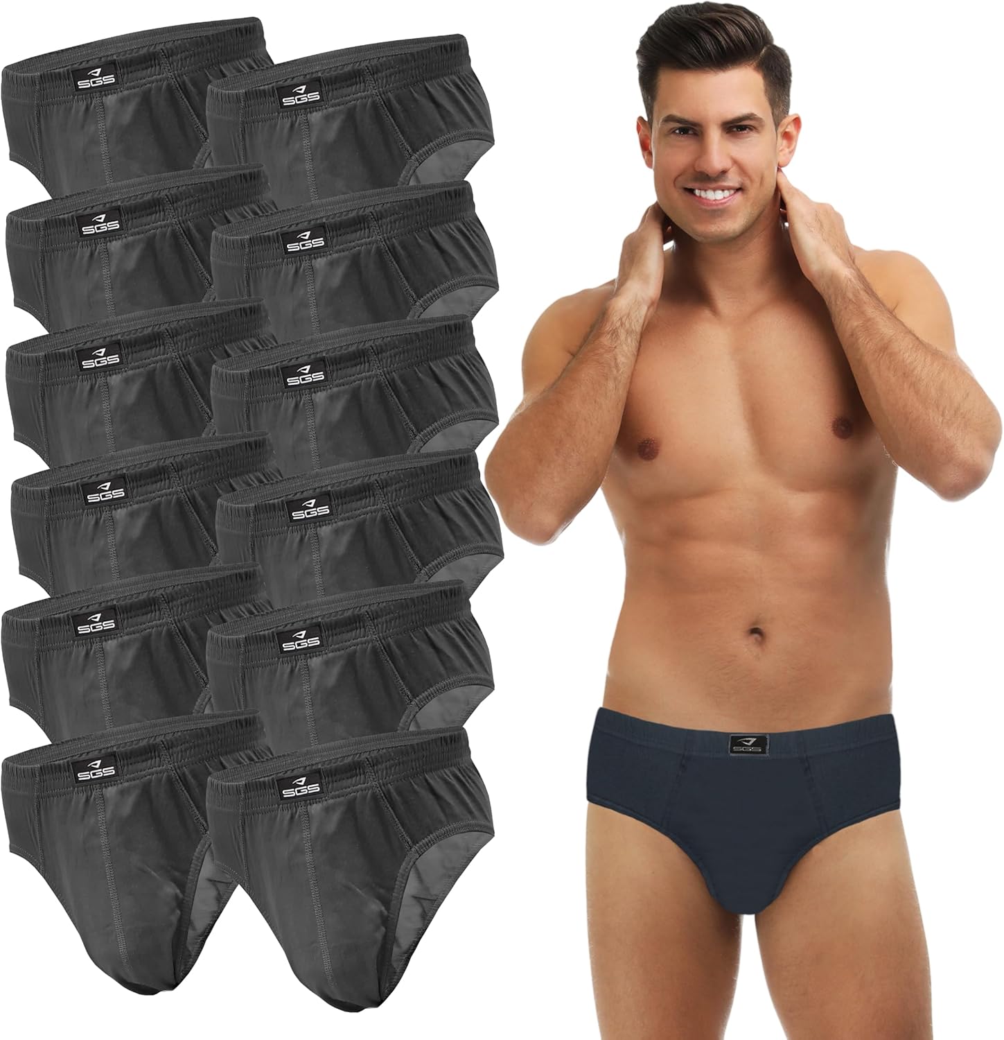 Detalle de SGS Slip Herren Unterhosen Baumwolle – 6er oder 12er Pack, atmungsaktiv und hautschonend