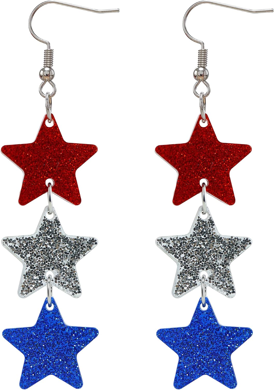 Detalle de MDDRUIQI Patriotic Star Earrings Acrylic