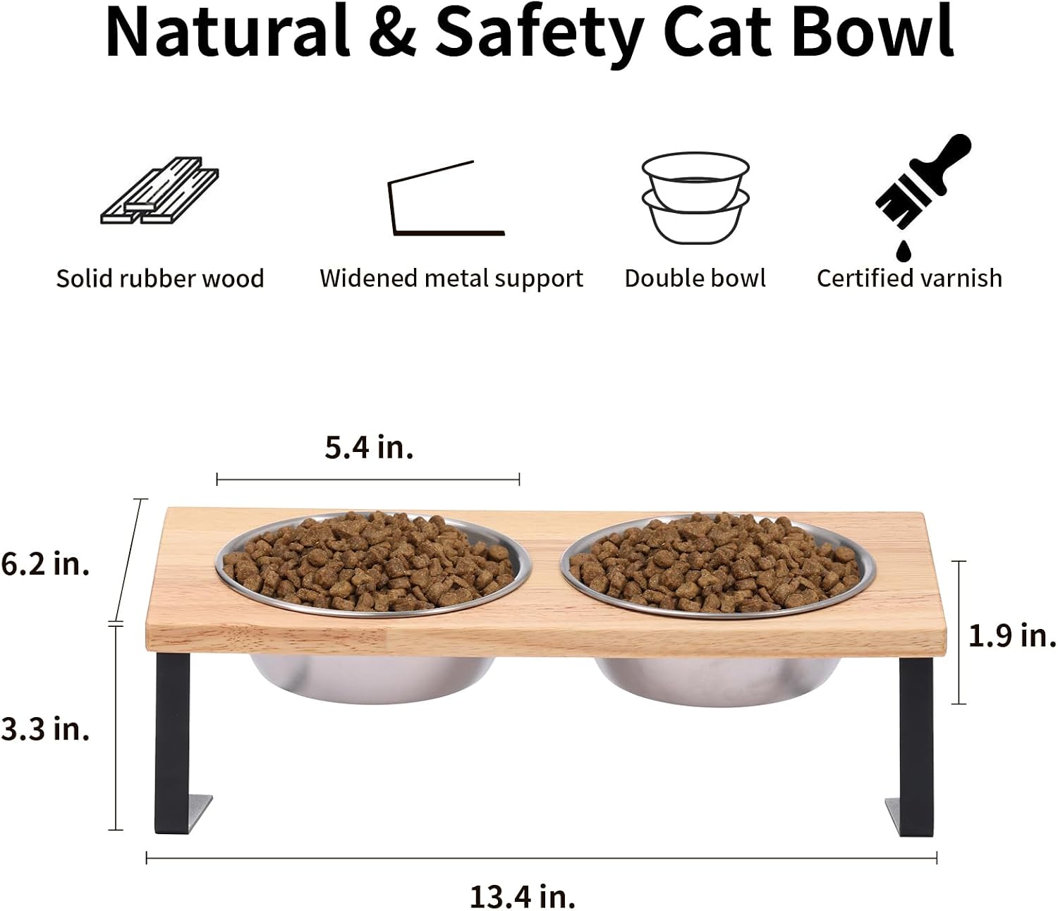 Detalle de Elevated Cat Bowls 15° Tilted Raised Stainless Steel Bowl Stand Set for Small Dogs & Cats