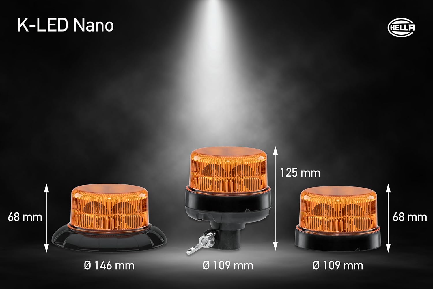 Thumbnail 4 de HELLA 2XD 066 146-011 LED-Luce di identificazione lampeggiante, K-LED Nano, 12/24V, giallo, Bocchettone di tubo, flessibile