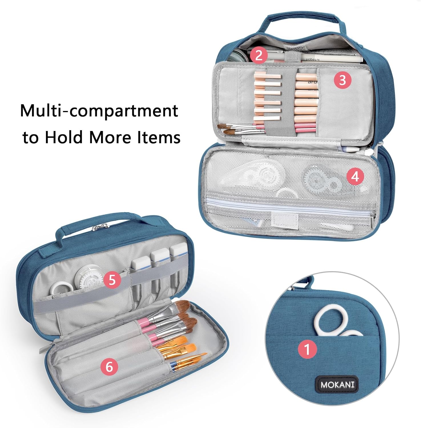 Thumbnail 4 de MOKANI Large Pencil Case – big capacity dual-compartment organiser for school and office