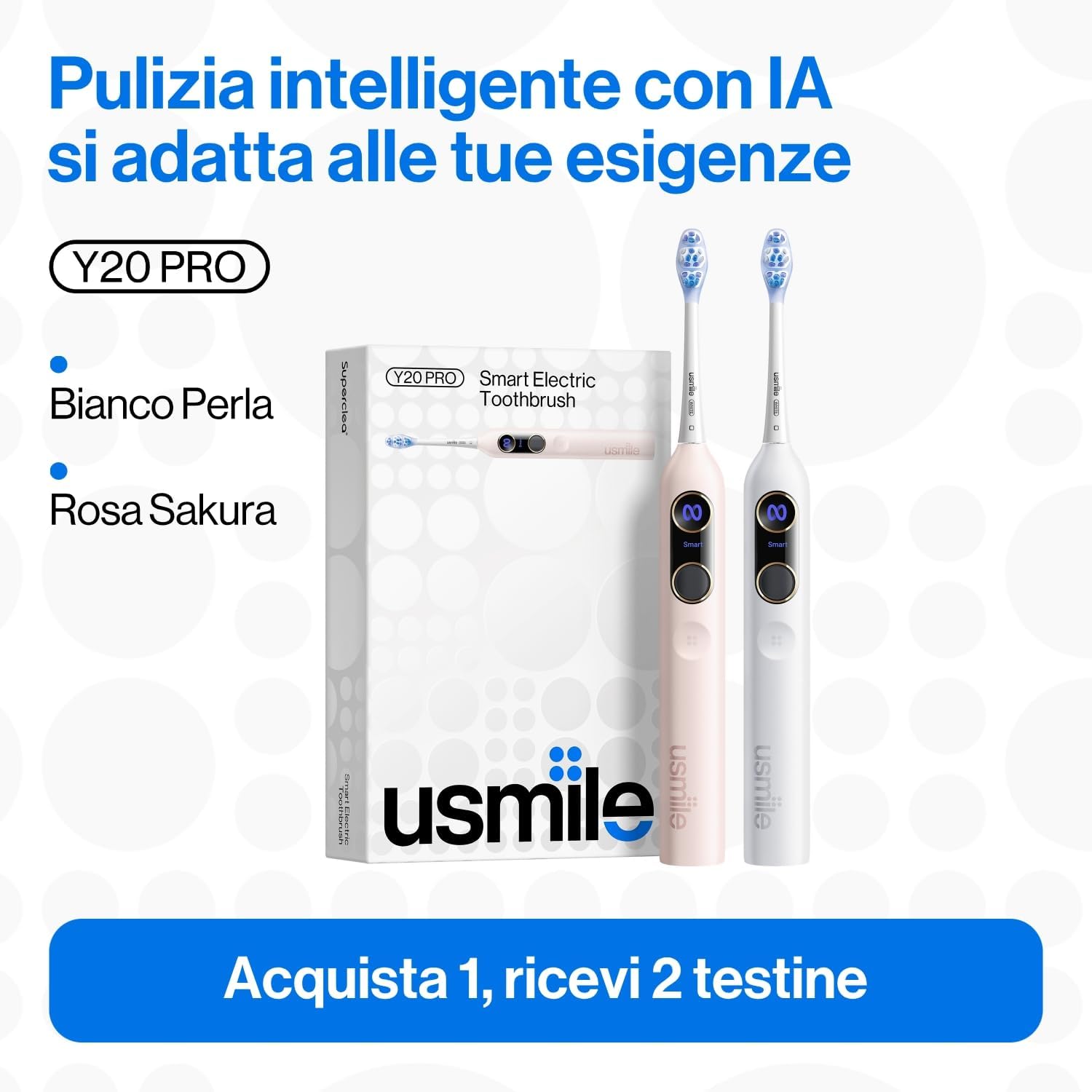 Detalle de usmile Y20 PRO Spazzolino elettrico intelligente per adulti con Oral Map 3D e avvisi vocali